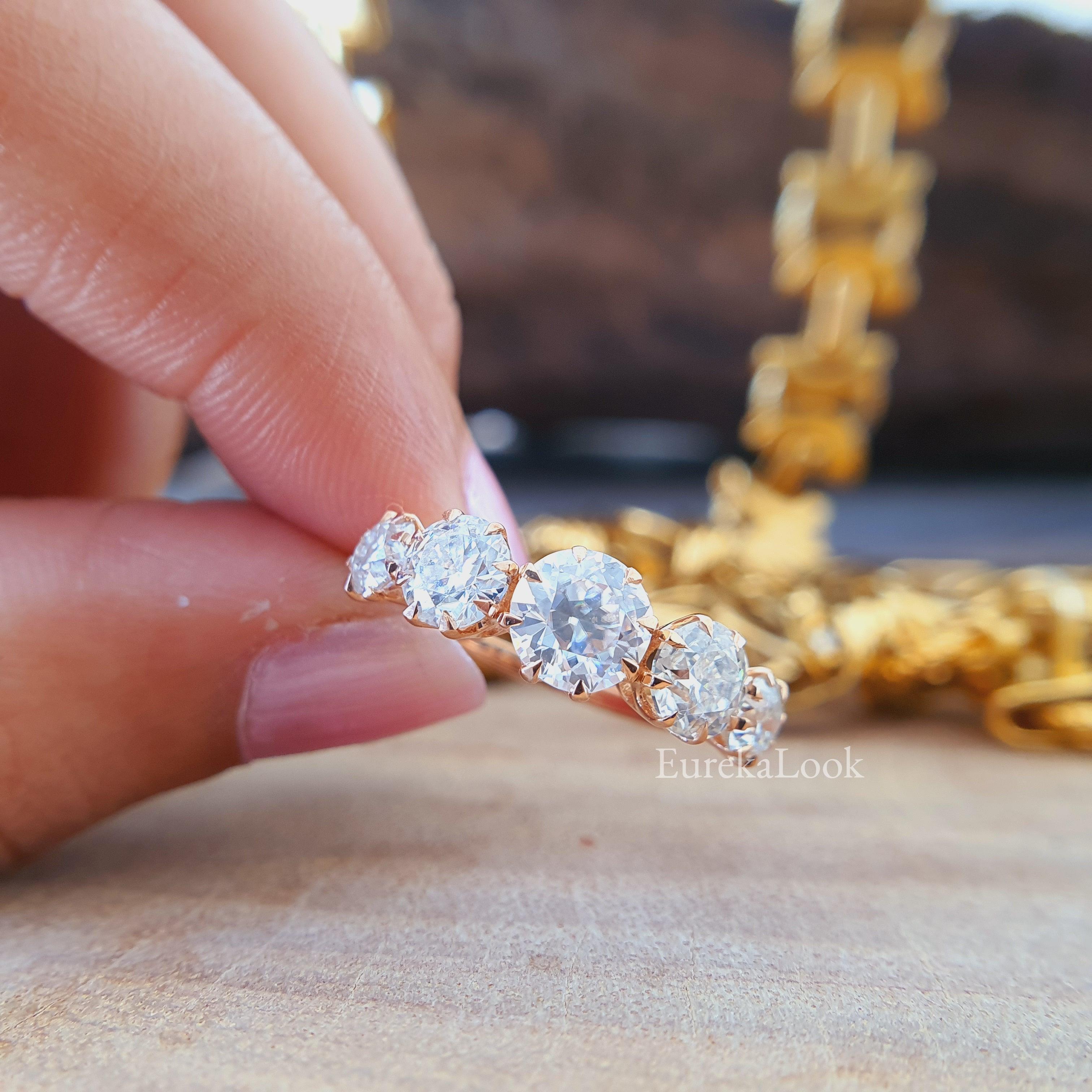 Jubilee Cut Moissanite Diamond Engagement Ring - Eurekalook
