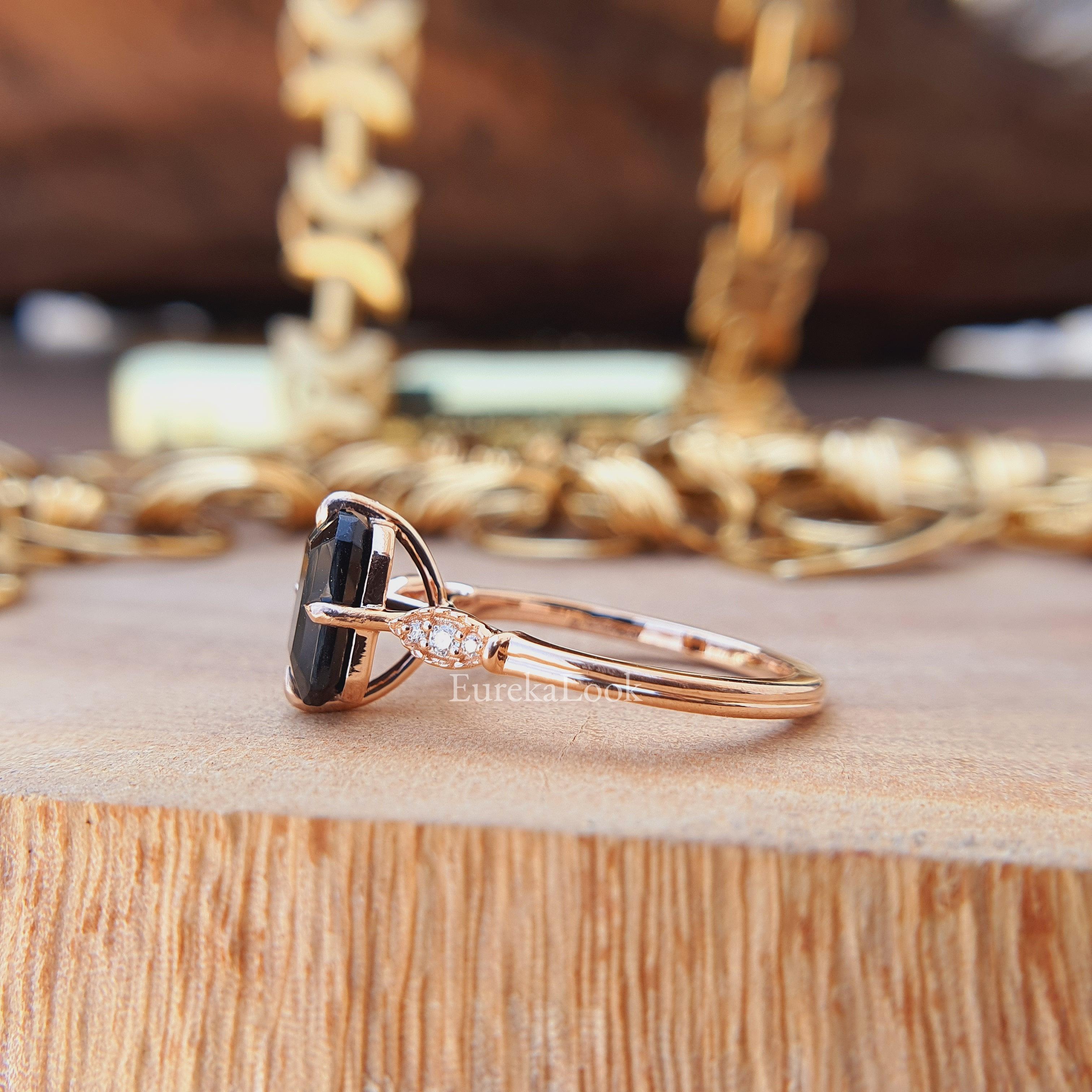 2 CT Radiant Cut Black Onyx Engagement Ring - Eurekalook