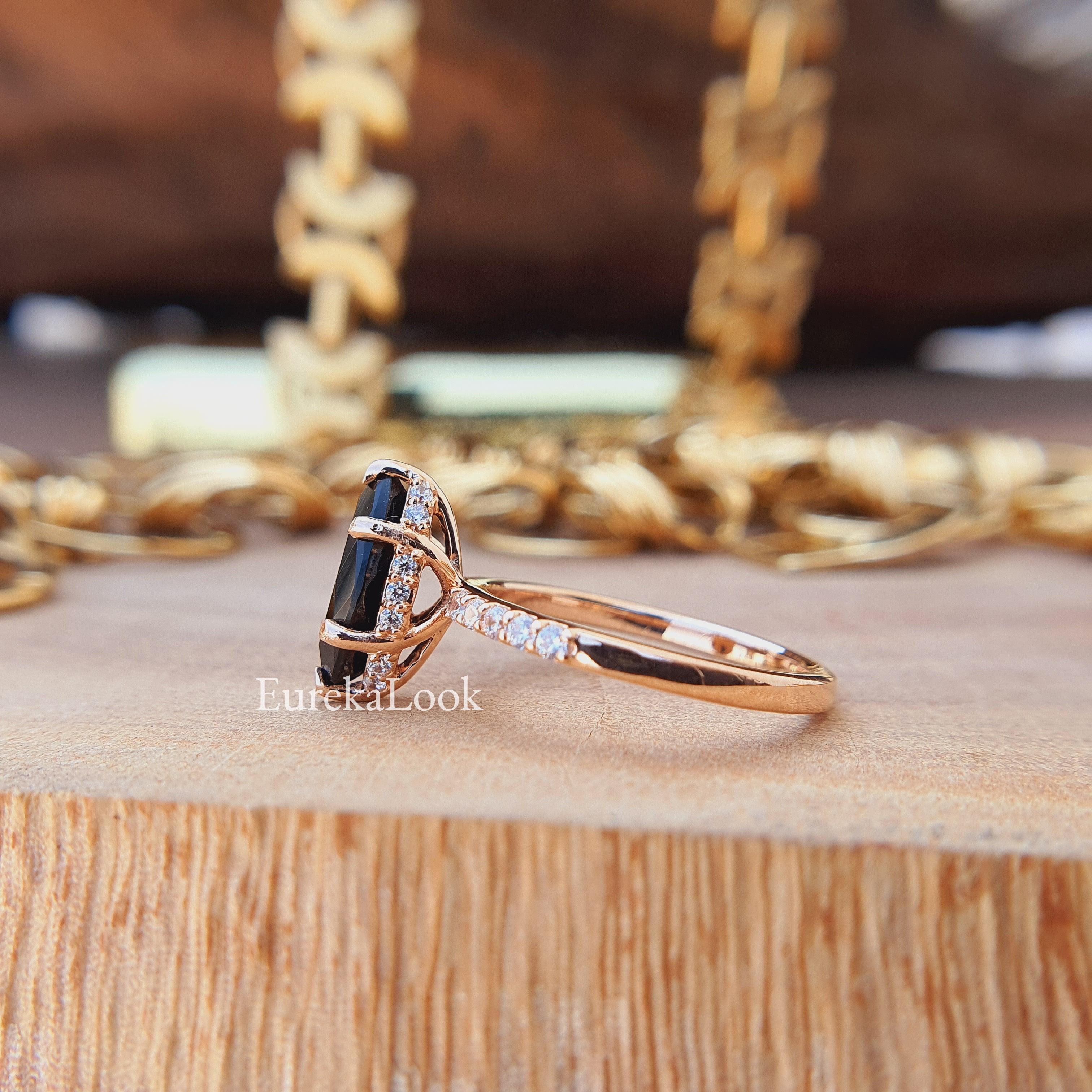 1.70 CT Marquise-Cut Black Onyx Engagement Ring - Eurekalook