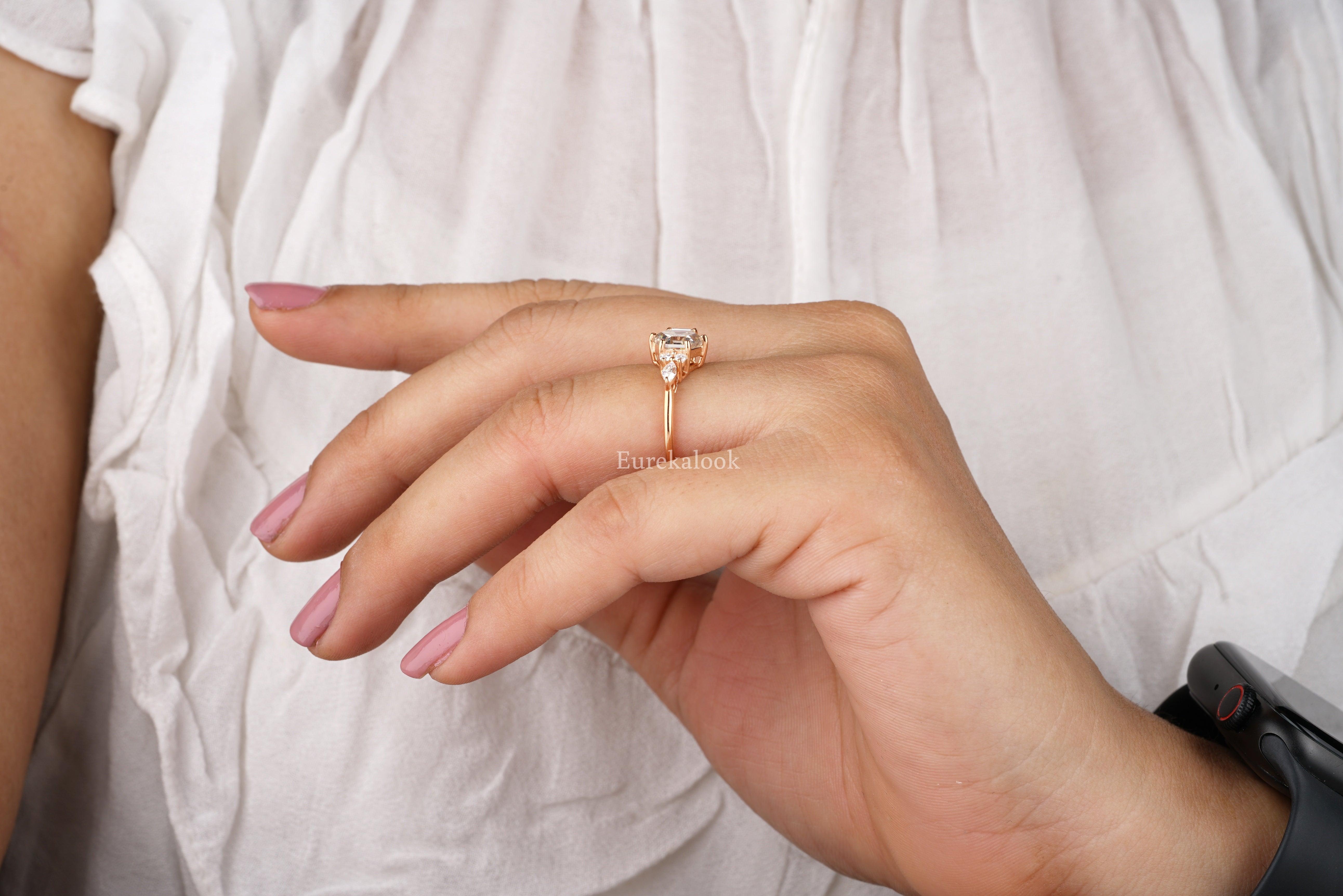Simple Hexagon Cut Moissanite Cluster Wedding Ring - Eurekalook