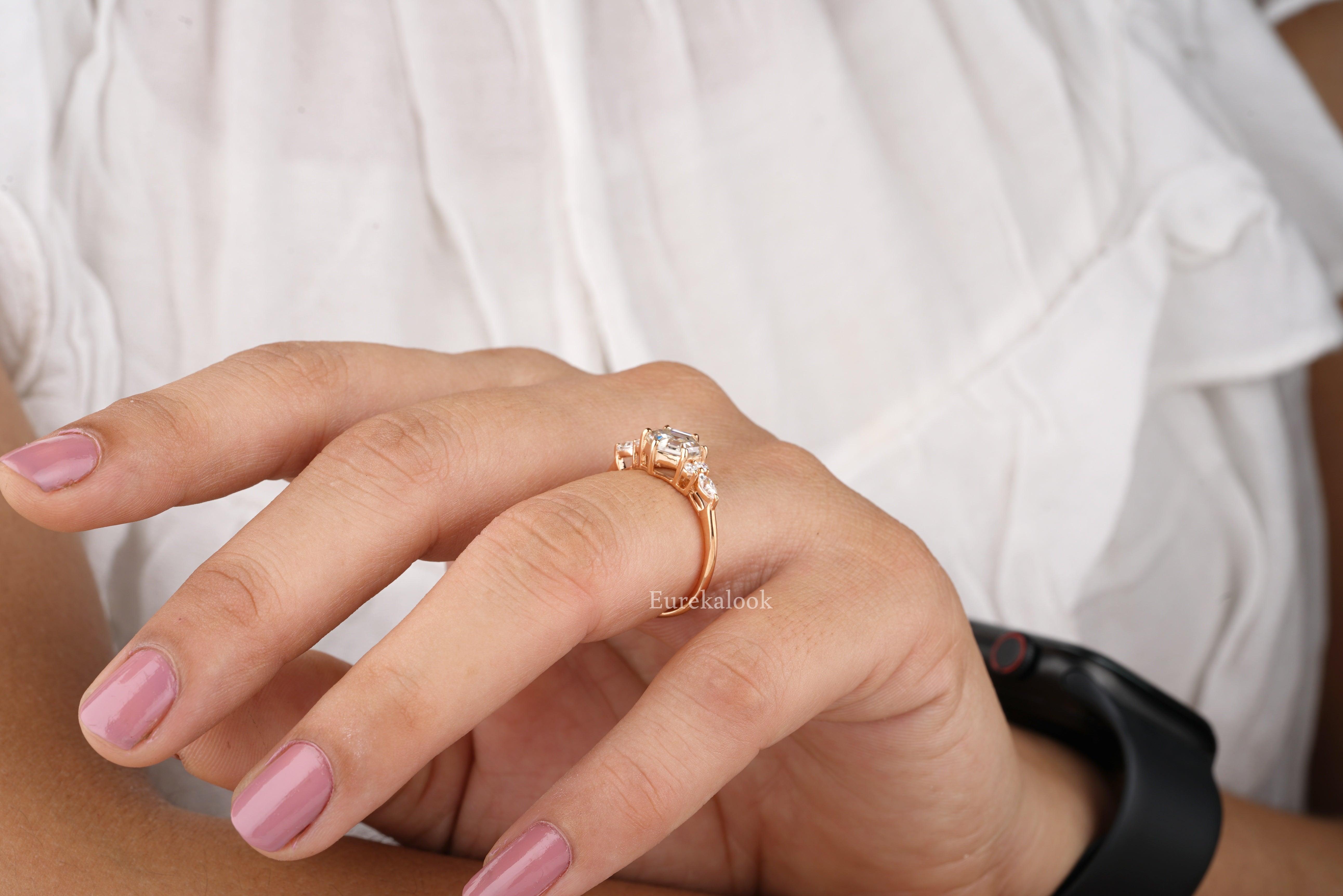 Simple Hexagon Cut Moissanite Cluster Wedding Ring - Eurekalook