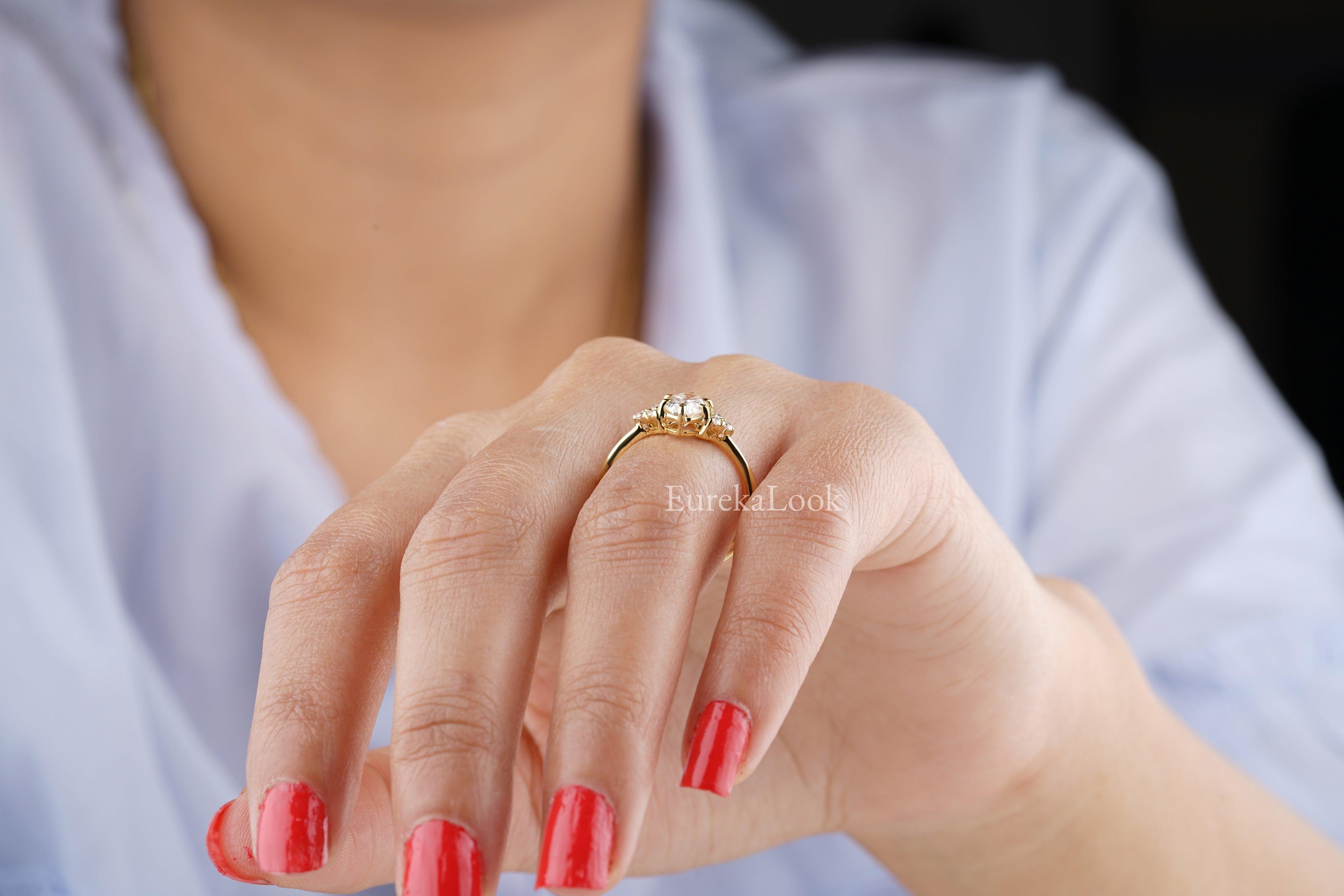 Oval Cut Moissanite Yellow Gold Engagement Ring - Eurekalook
