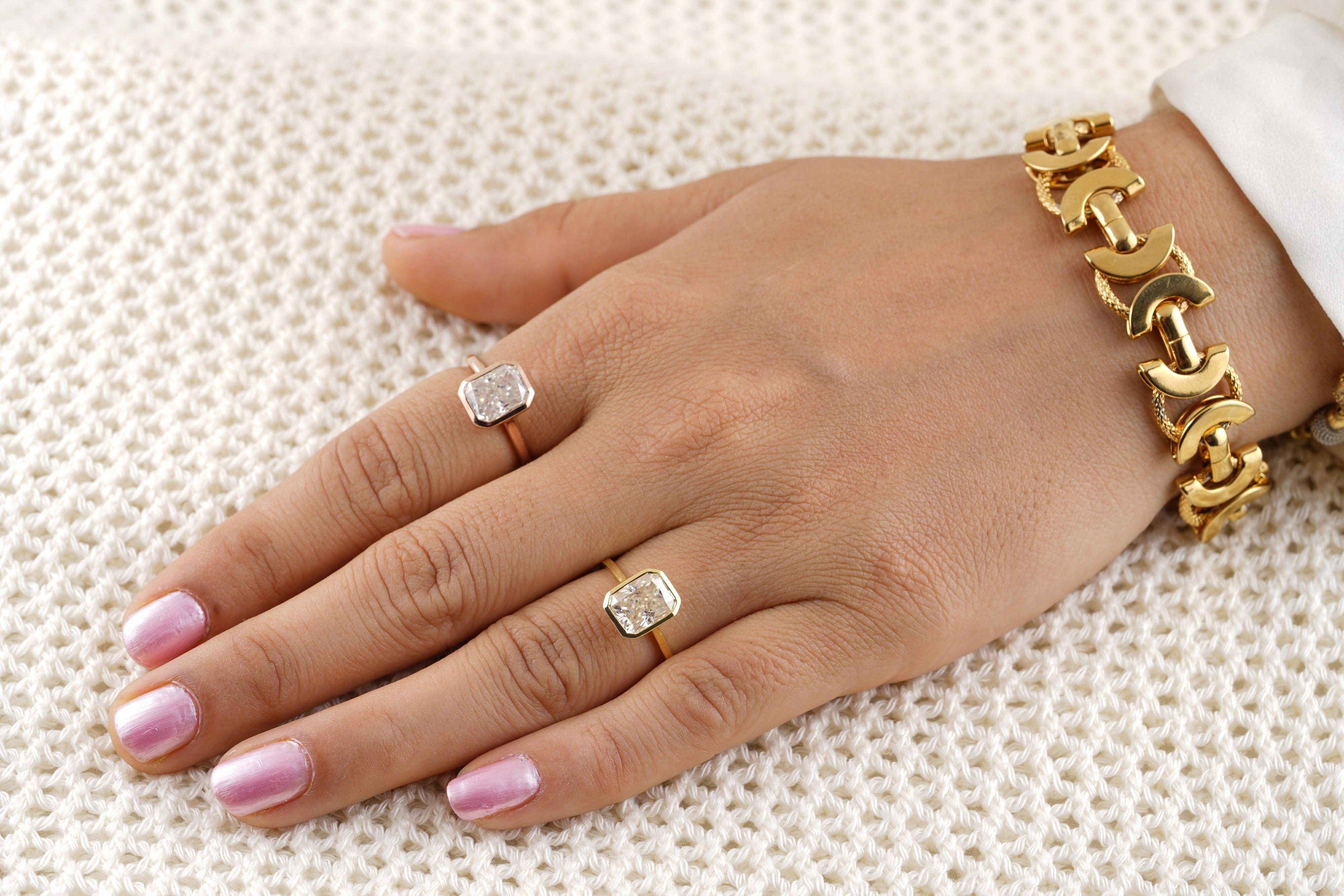 Bezel Set Radiant Cut Moissanite Engagement Ring – Eurekalook