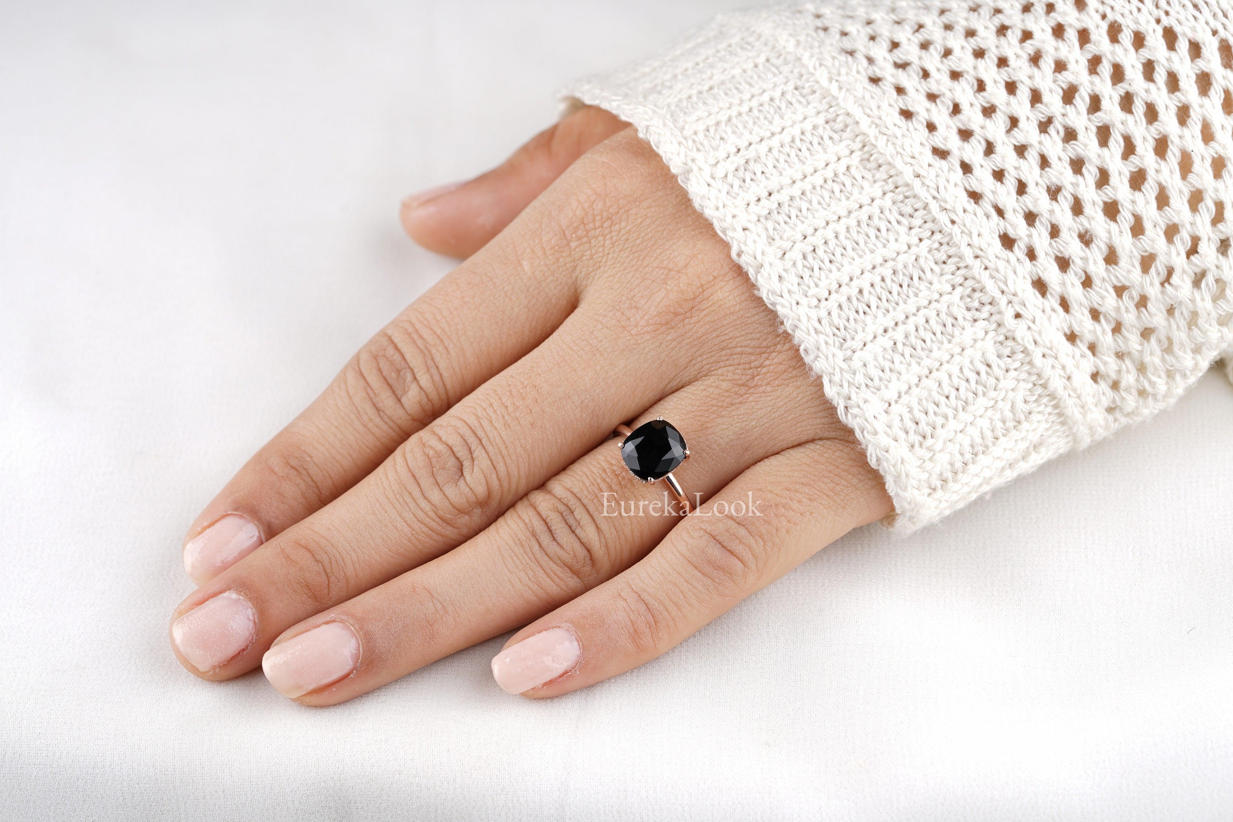 Cushion Cut Black Onyx Engagement Ring - Eurekalook