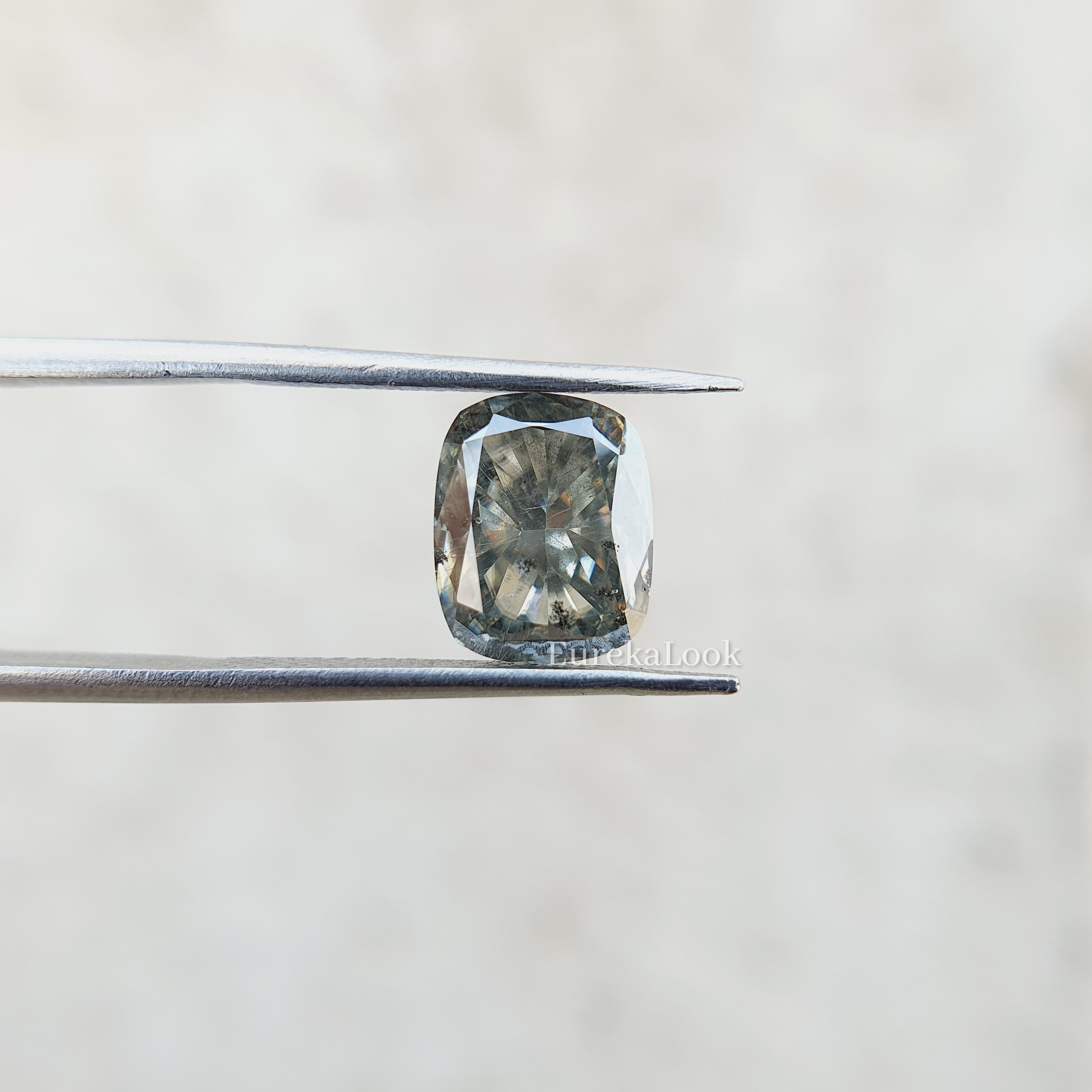 Rose Elongated Cushion Cut Loose Salt And Pepper Moissanite Diamond - Eurekalook