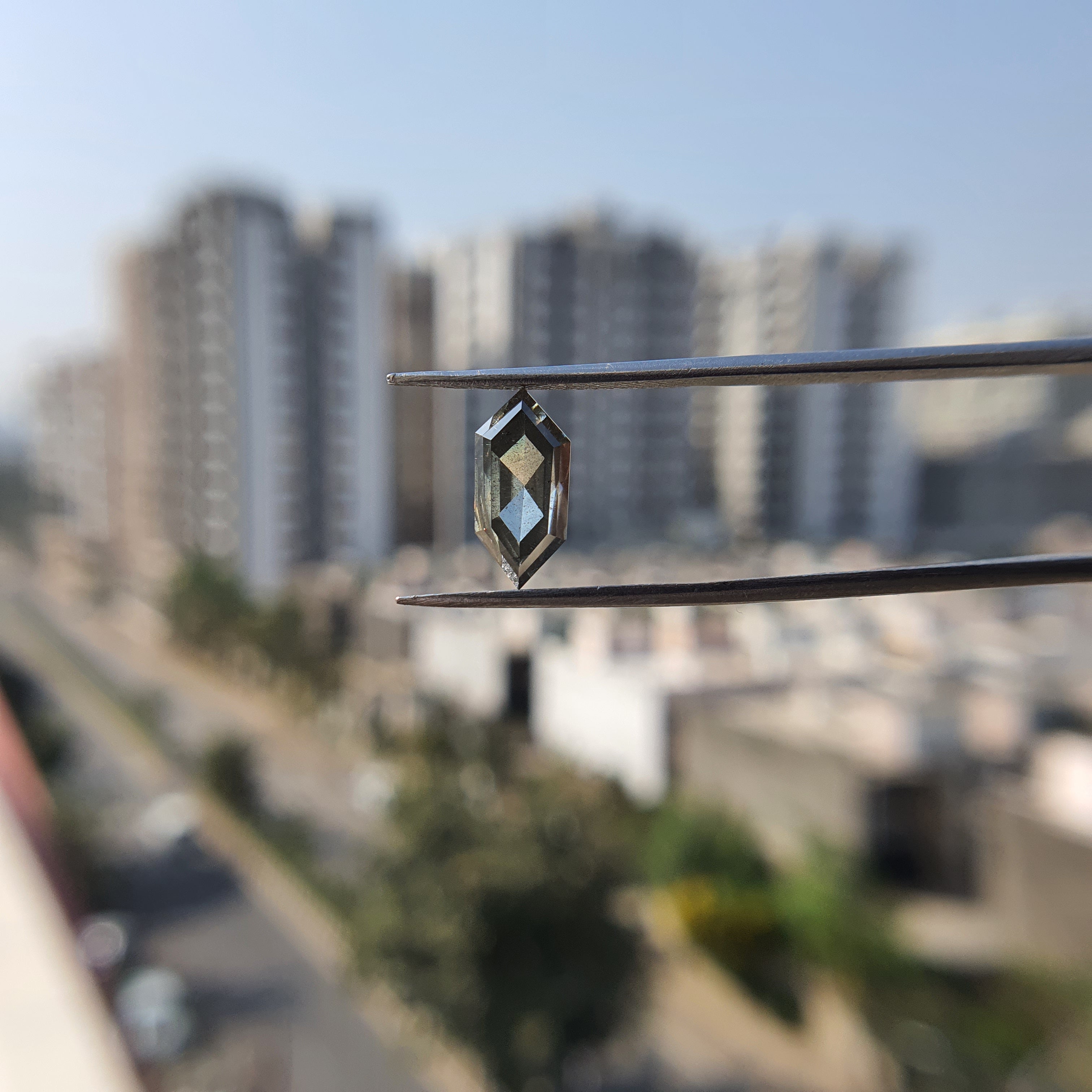 1.70ct Hexagon Salt and Pepper Moissanite Diamond - Eurekalook