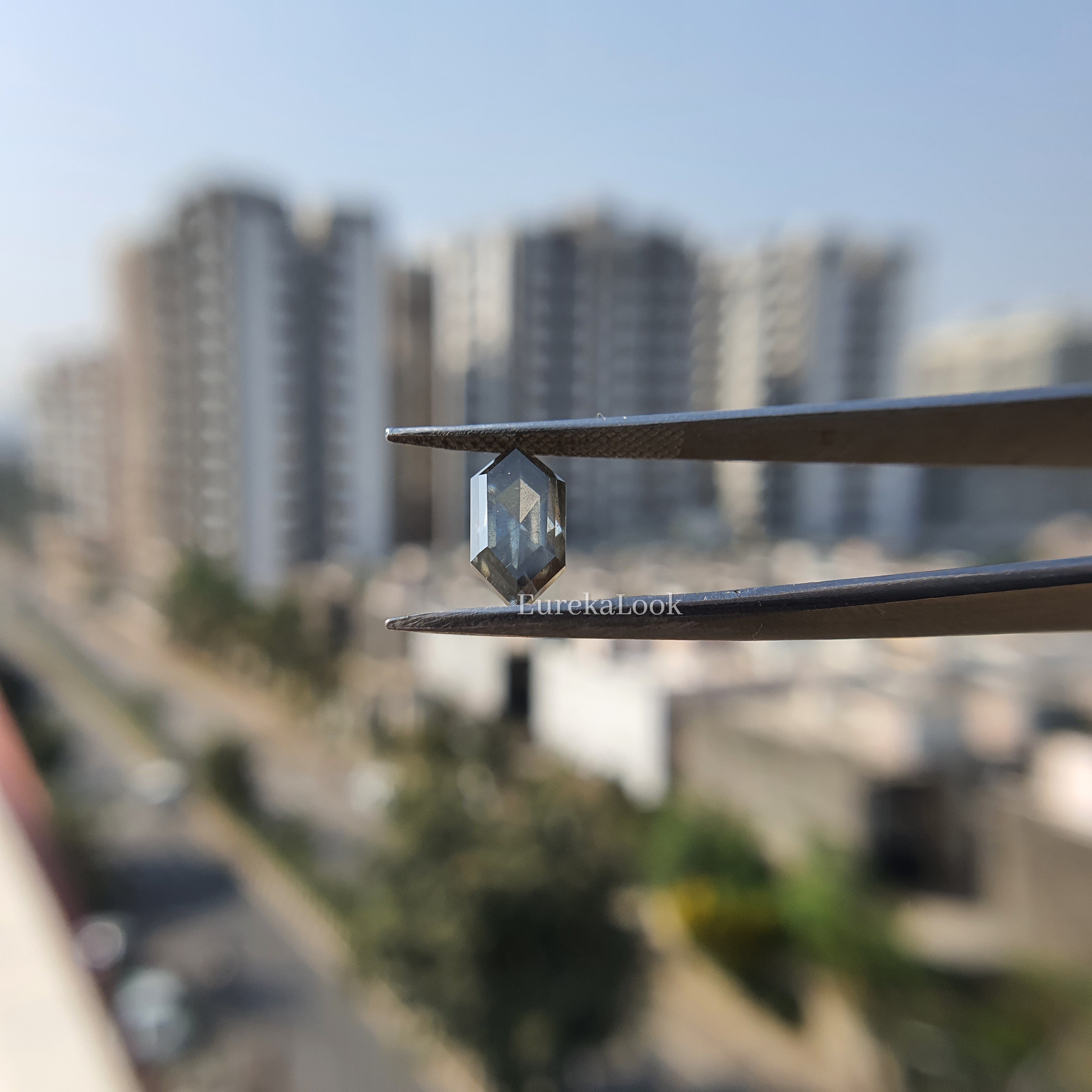 1.70ct Hexagon Salt and Pepper Moissanite Diamond - Eurekalook