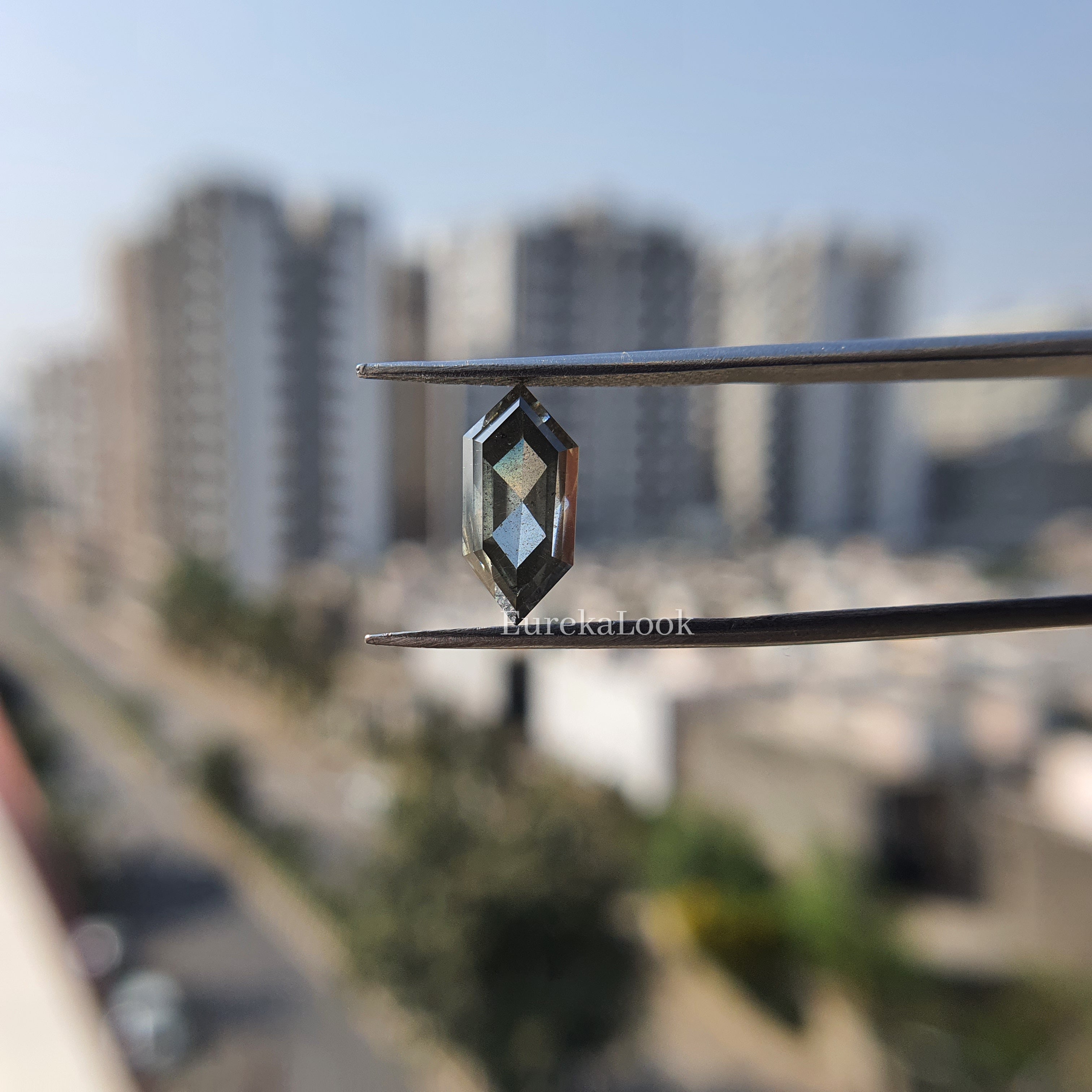 1.70ct Hexagon Salt and Pepper Moissanite Diamond - Eurekalook