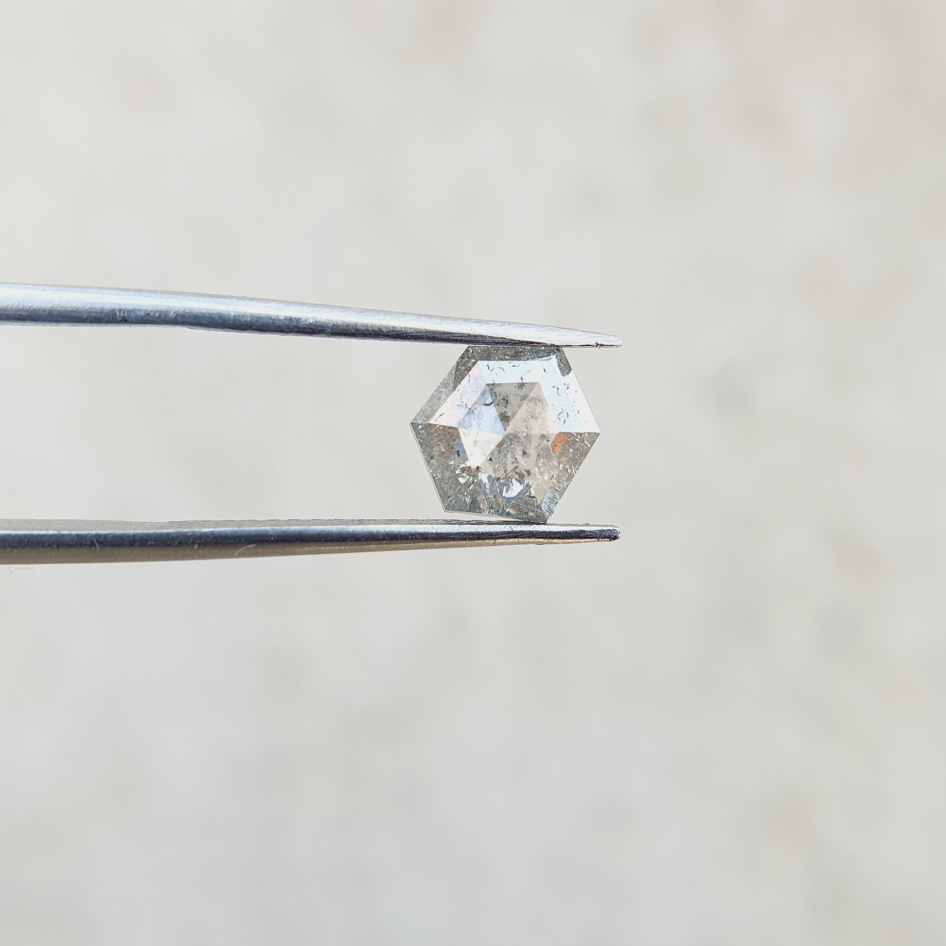 1.05CT Rose Hexagon Cut Salt and Pepper Moissanite Diamond - Eurekalook