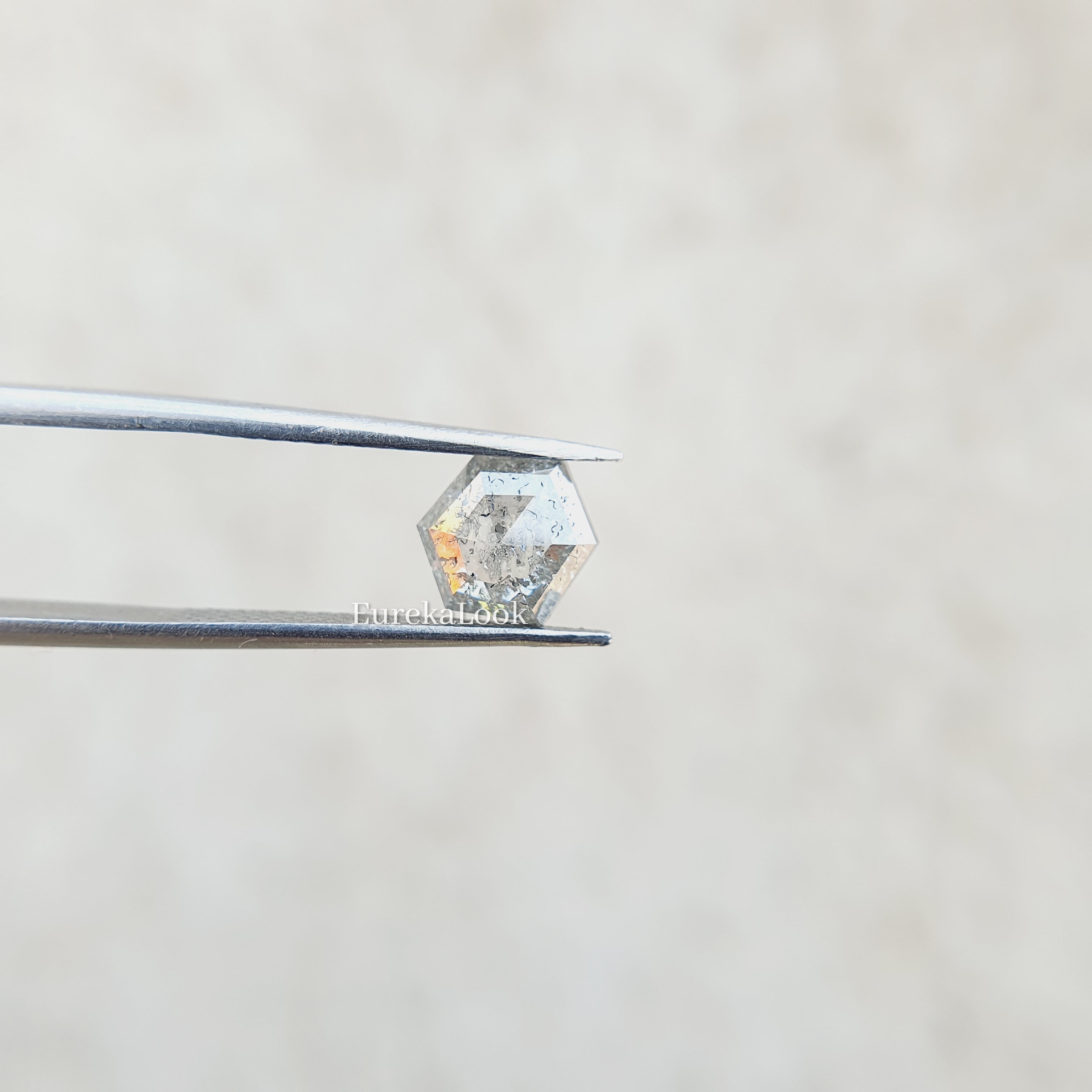 1.05CT Rose Hexagon Cut Salt and Pepper Moissanite Diamond - Eurekalook