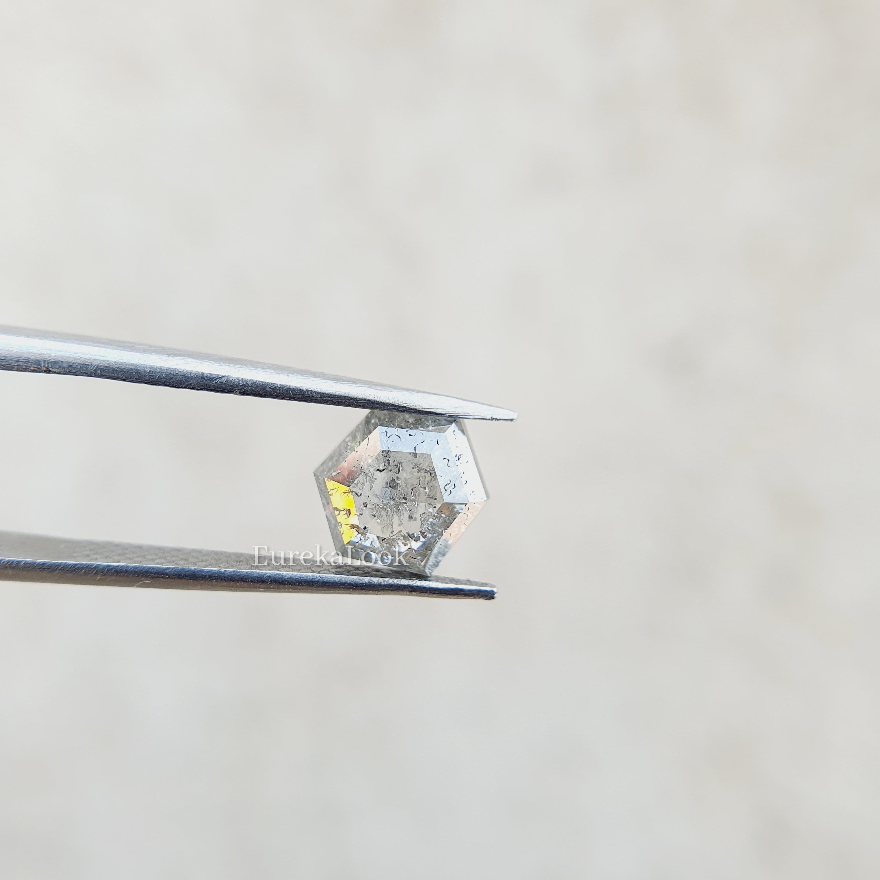 1.05CT Rose Hexagon Cut Salt and Pepper Moissanite Diamond - Eurekalook