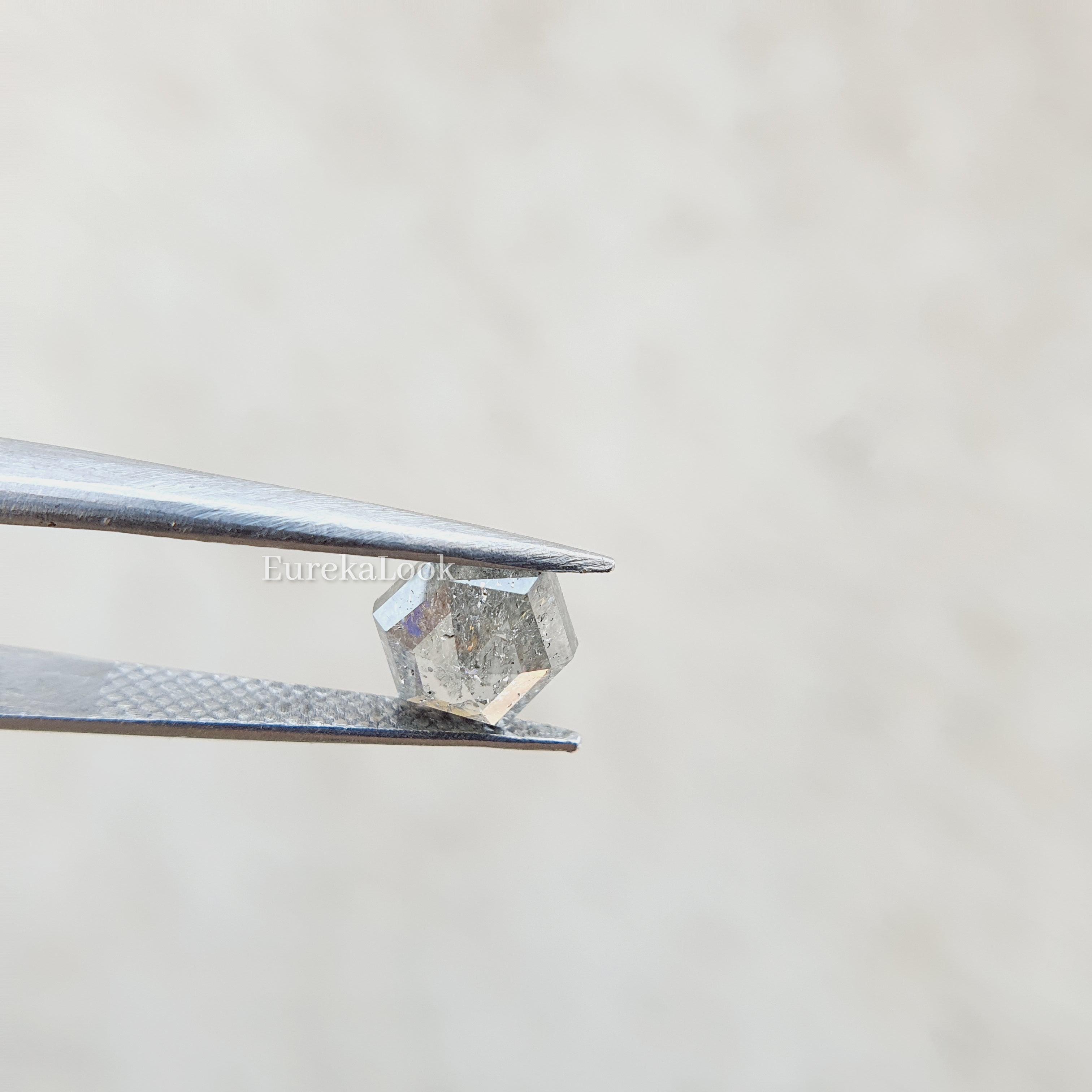 1.05CT Rose Hexagon Cut Salt and Pepper Moissanite Diamond - Eurekalook