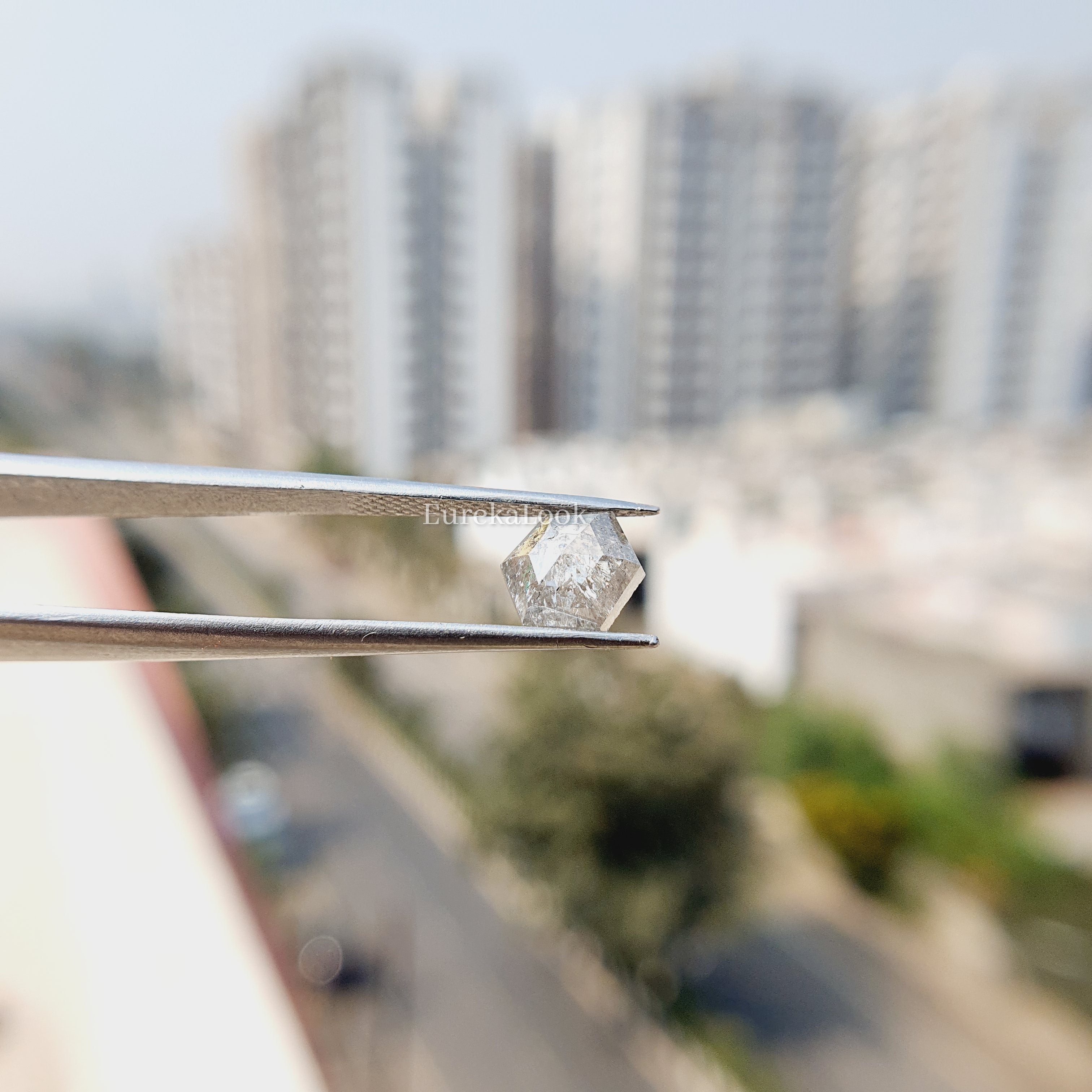 1.05CT Rose Hexagon Cut Salt and Pepper Moissanite Diamond - Eurekalook