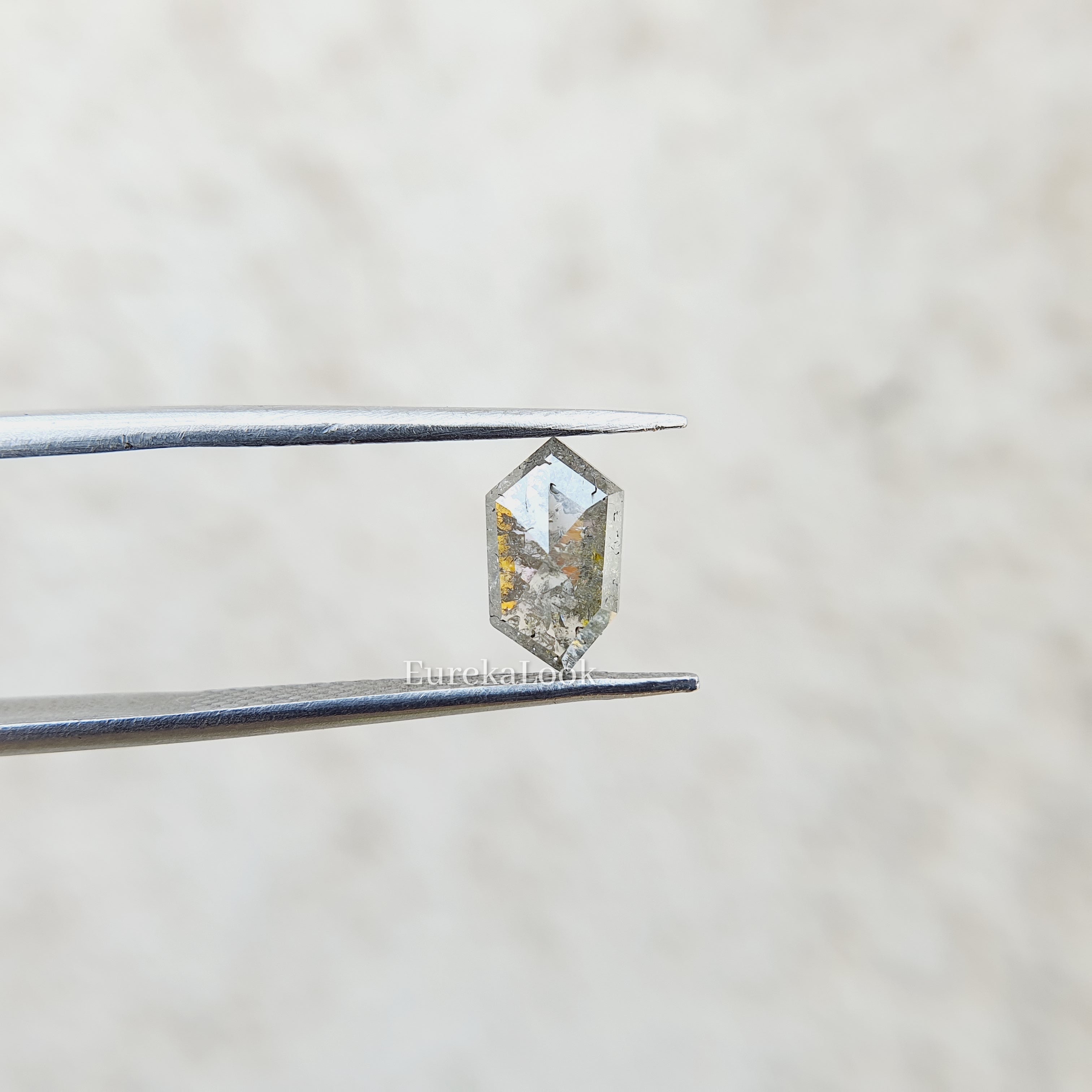 Hexagon Cut Salt and Pepper Moissanite Diamond - Eurekalook