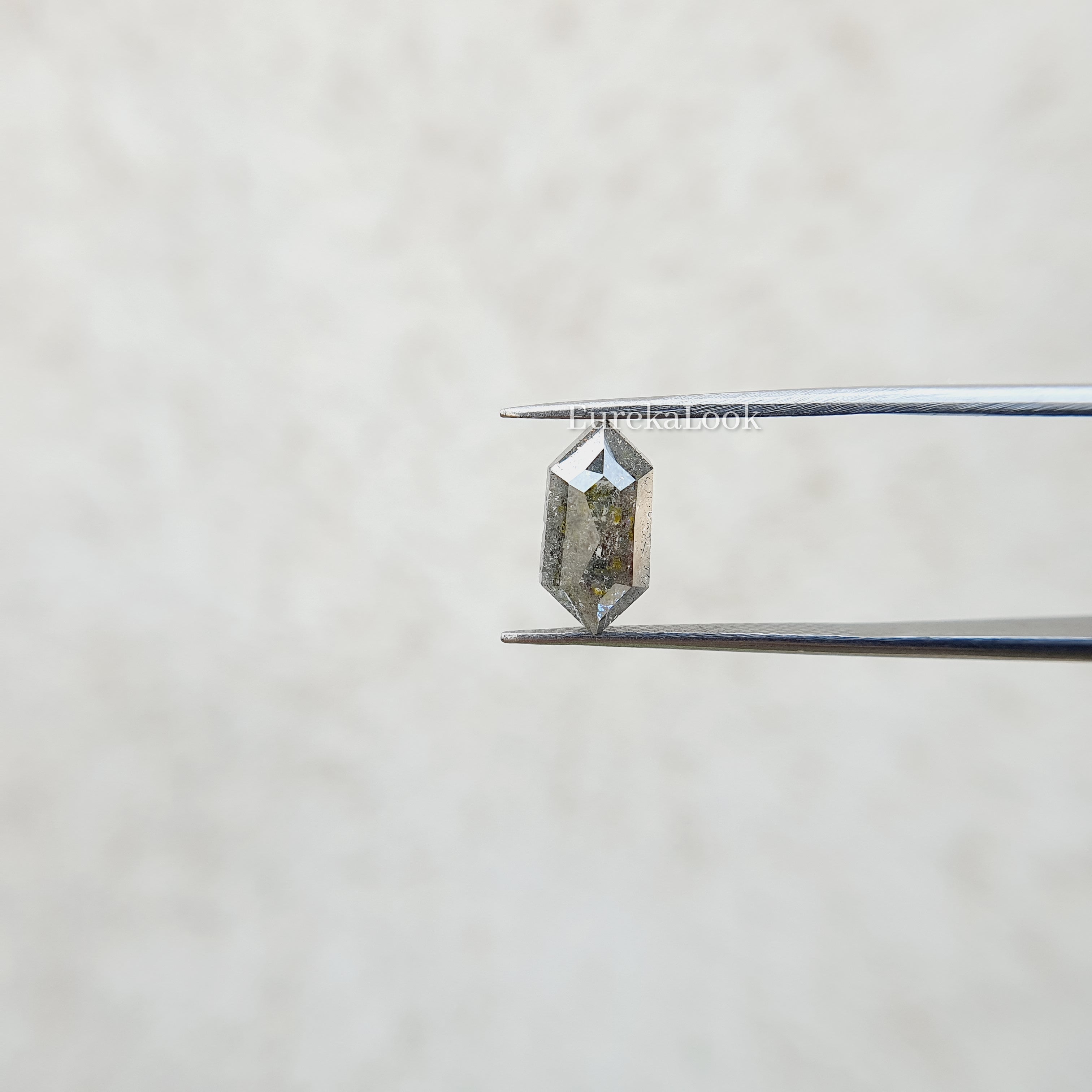 1.64CT Rose Hexagon Salt and Pepper Moissanite Diamond - Eurekalook