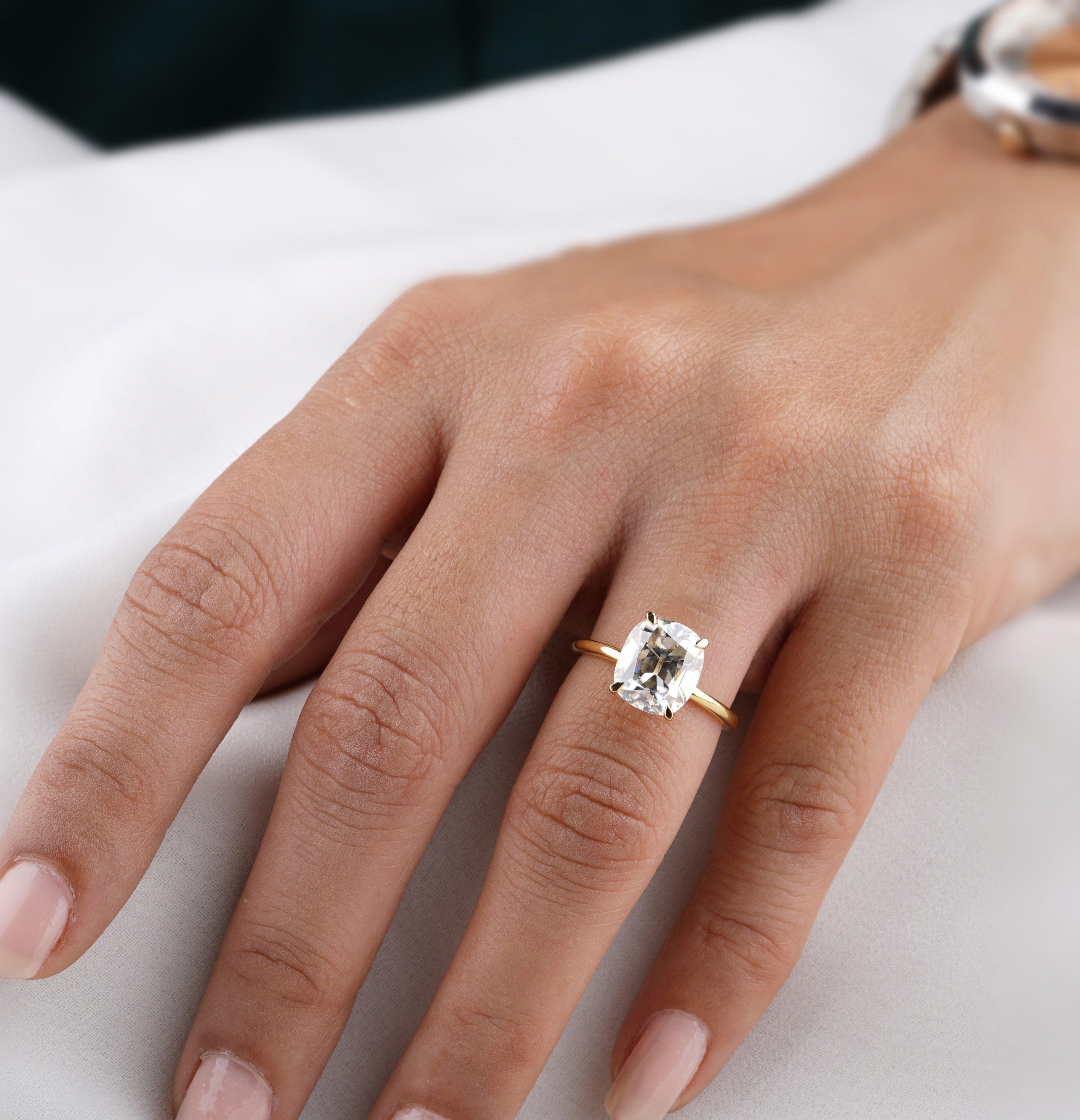 3.50CT Cushion Cut Moissanite Solitaire Rings - Eurekalook