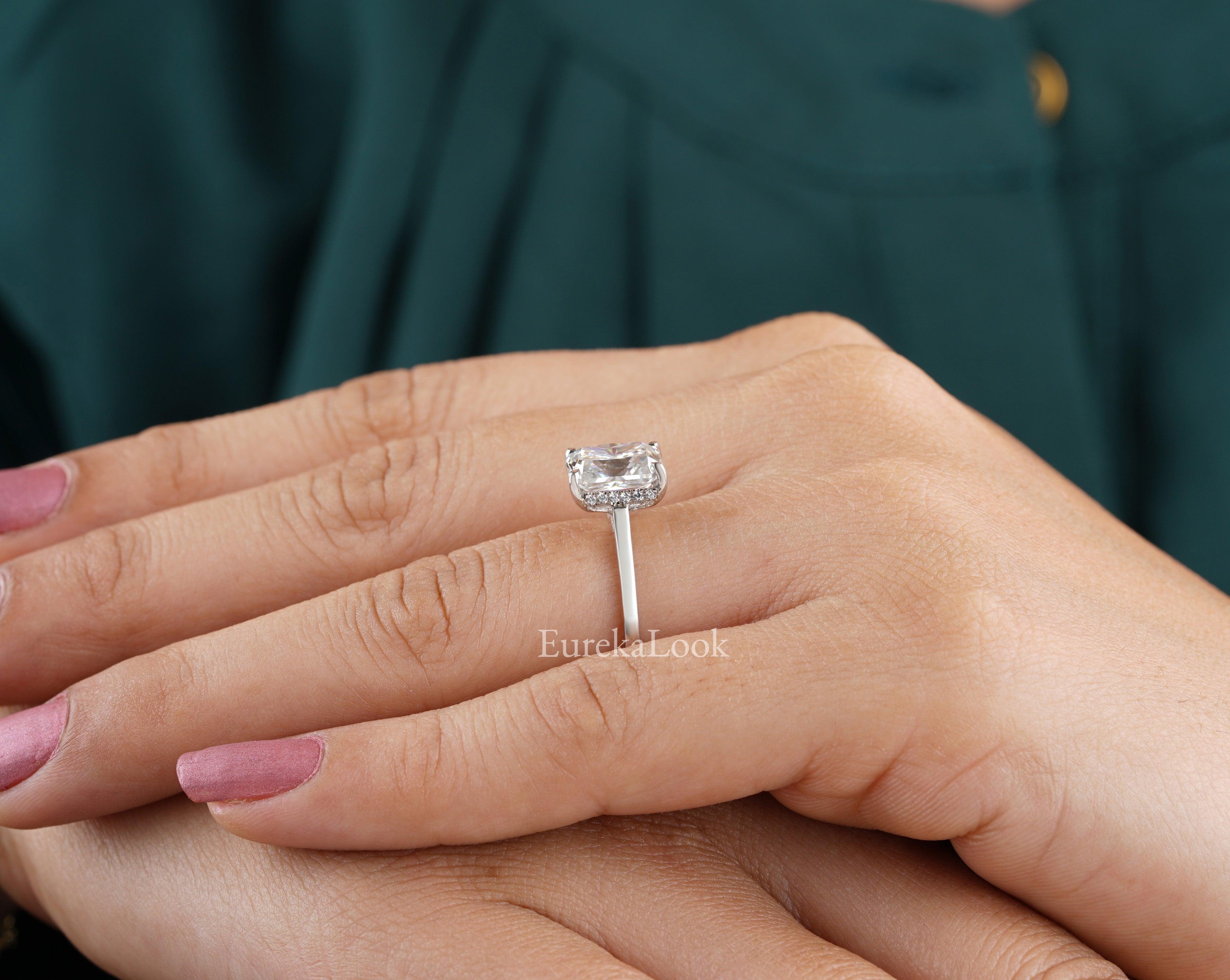 Classic Radiant Cut Hidden Halo Engagement Ring - Eurekalook