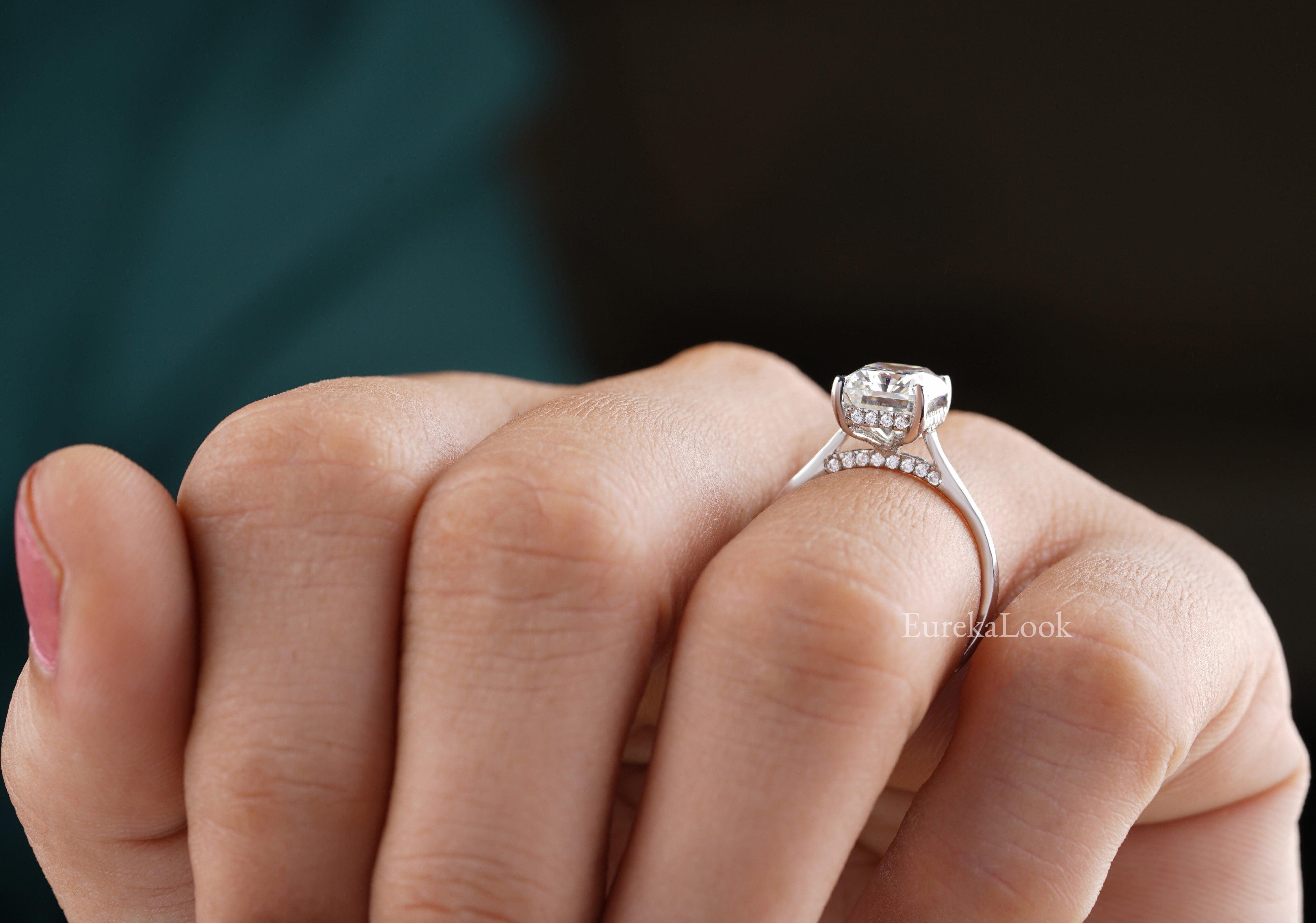 Classic Radiant Cut Hidden Halo Engagement Ring - Eurekalook