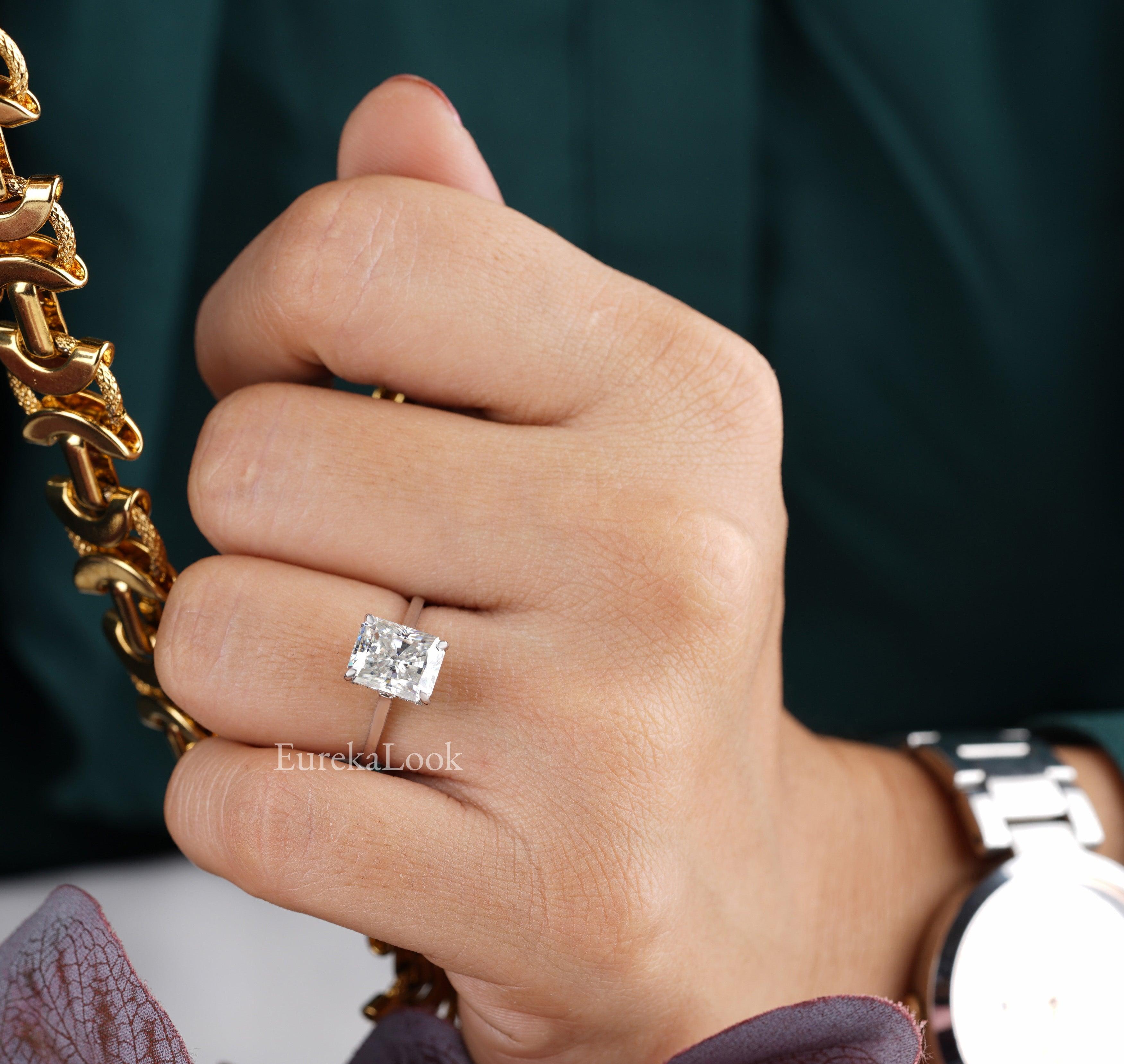 Classic Radiant Cut Hidden Halo Engagement Ring - Eurekalook