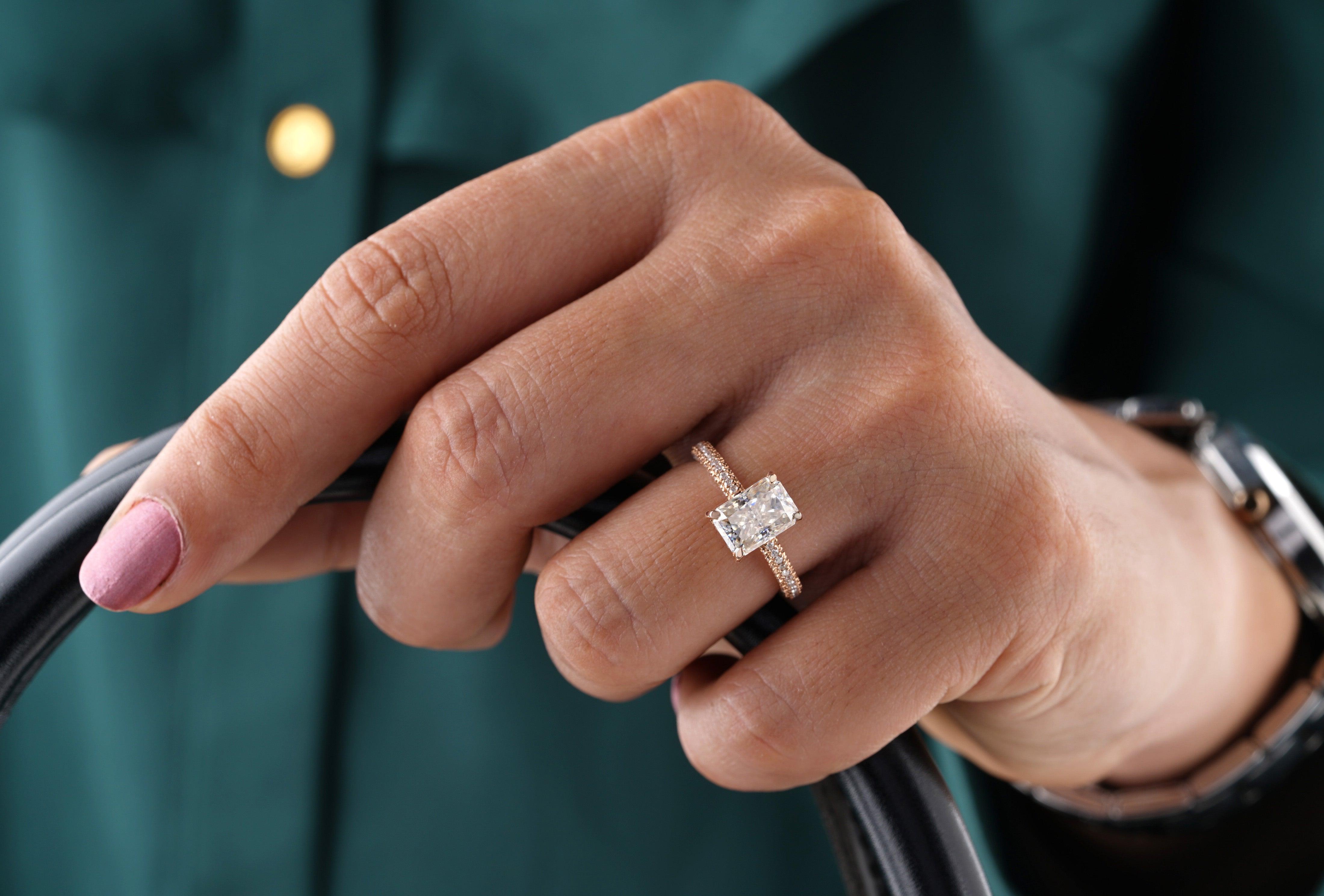 Rose Gold 2CT Radiant Cut Moissanite Engagement Ring - Eurekalook