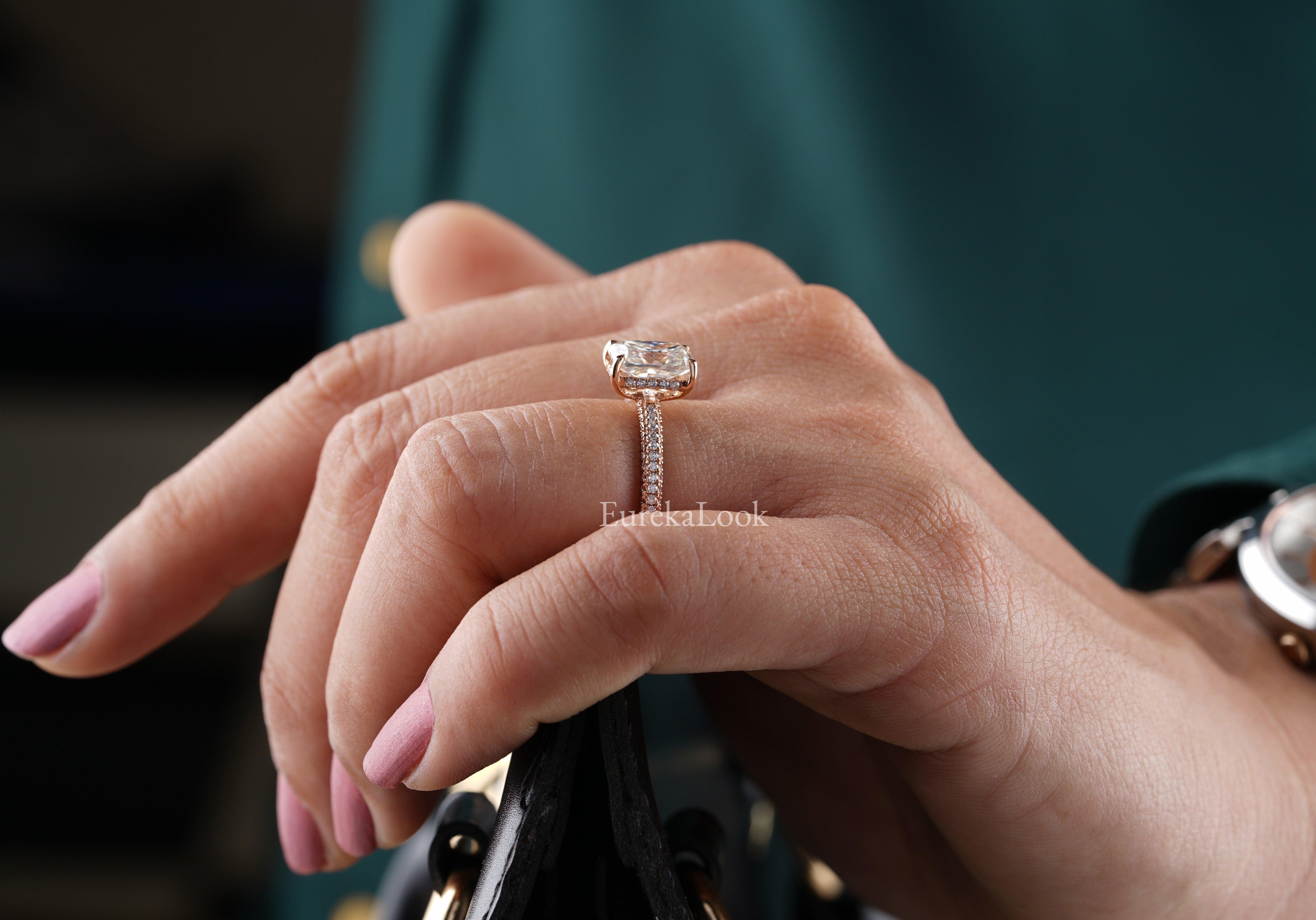 Rose Gold 2CT Radiant Cut Moissanite Engagement Ring - Eurekalook