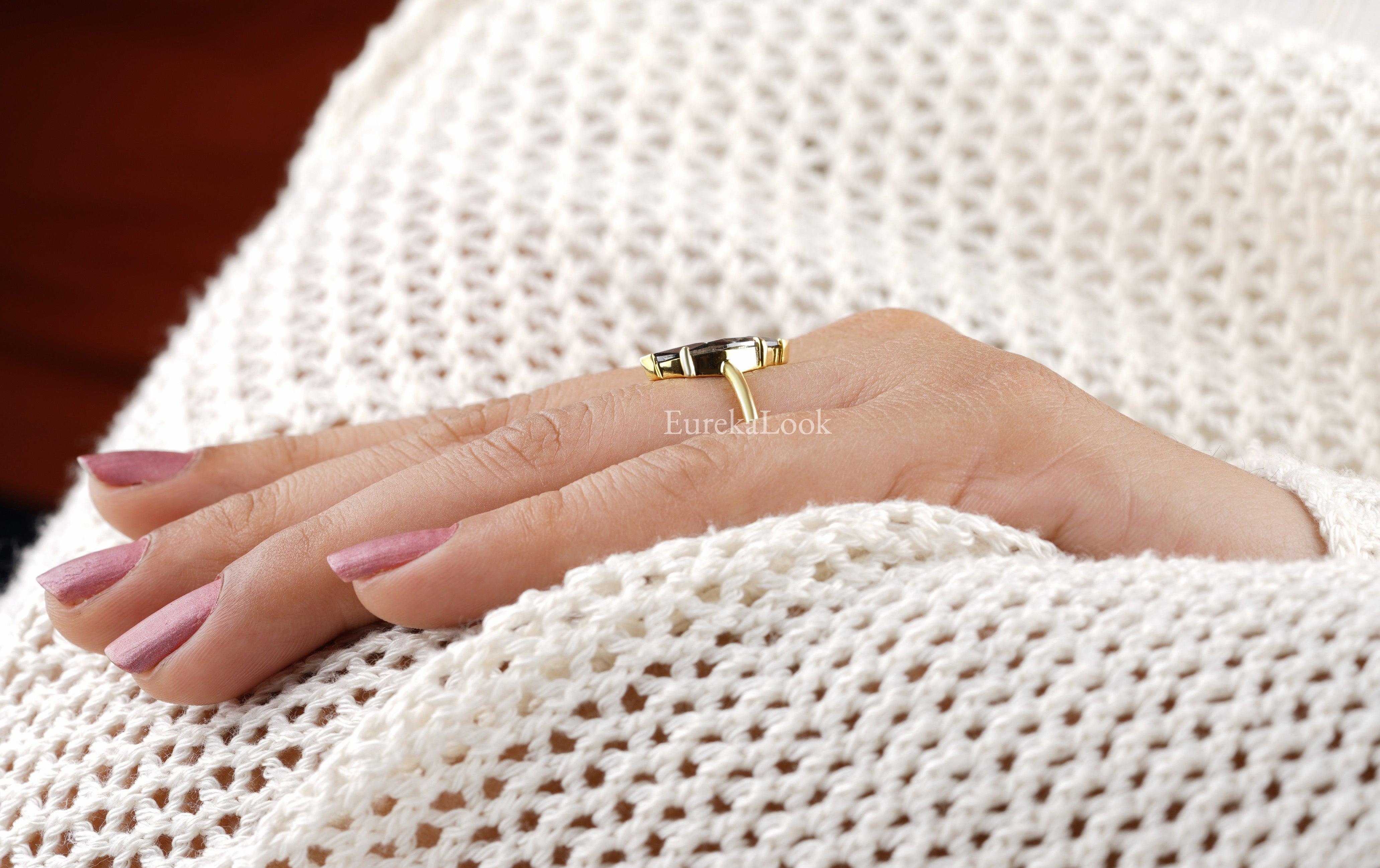 Salt And Pepper Marquise Cut Wedding Ring - Eurekalook