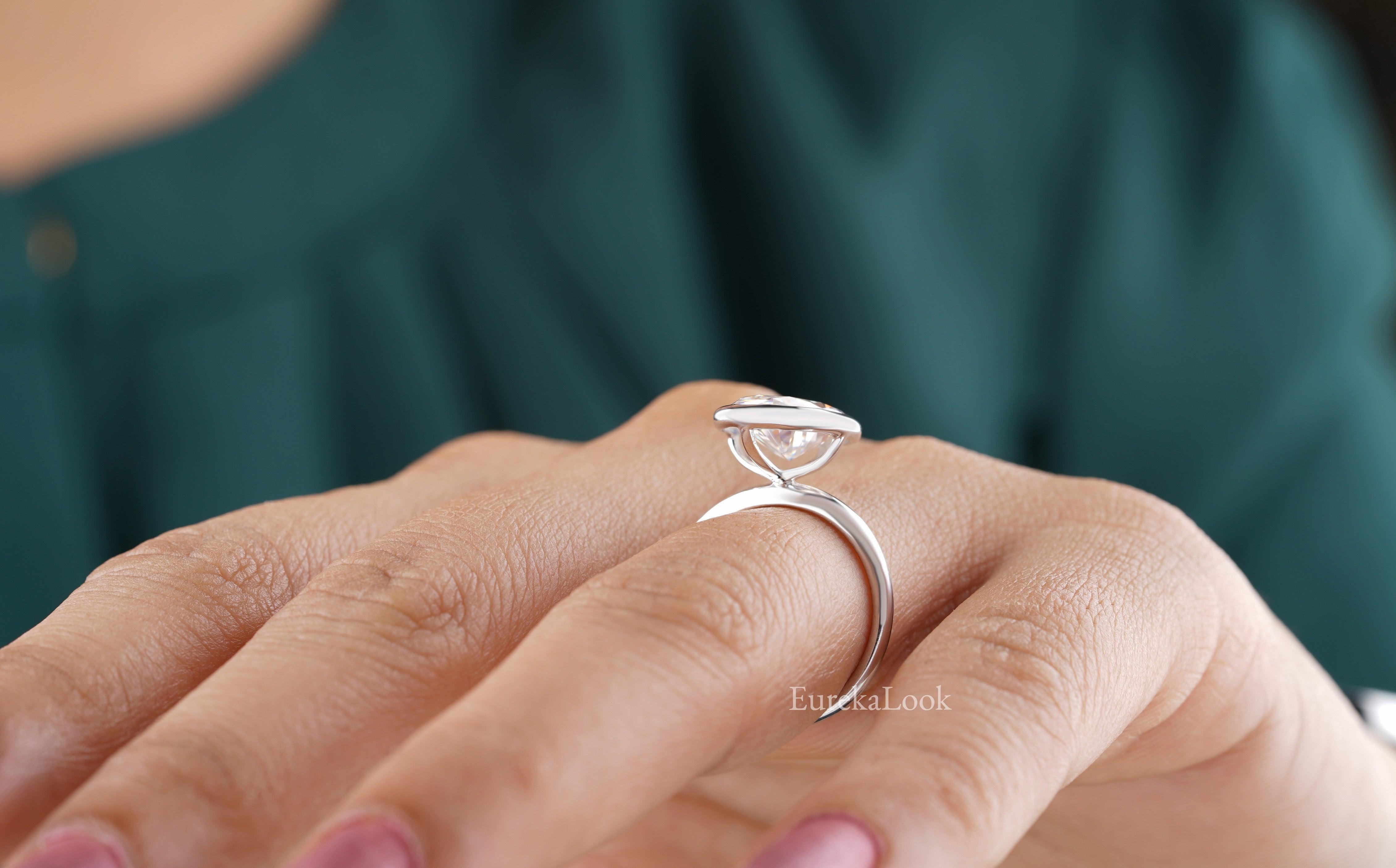 3.80CT Bezel Set Oval Cut Engagement Ring - Eurekalook