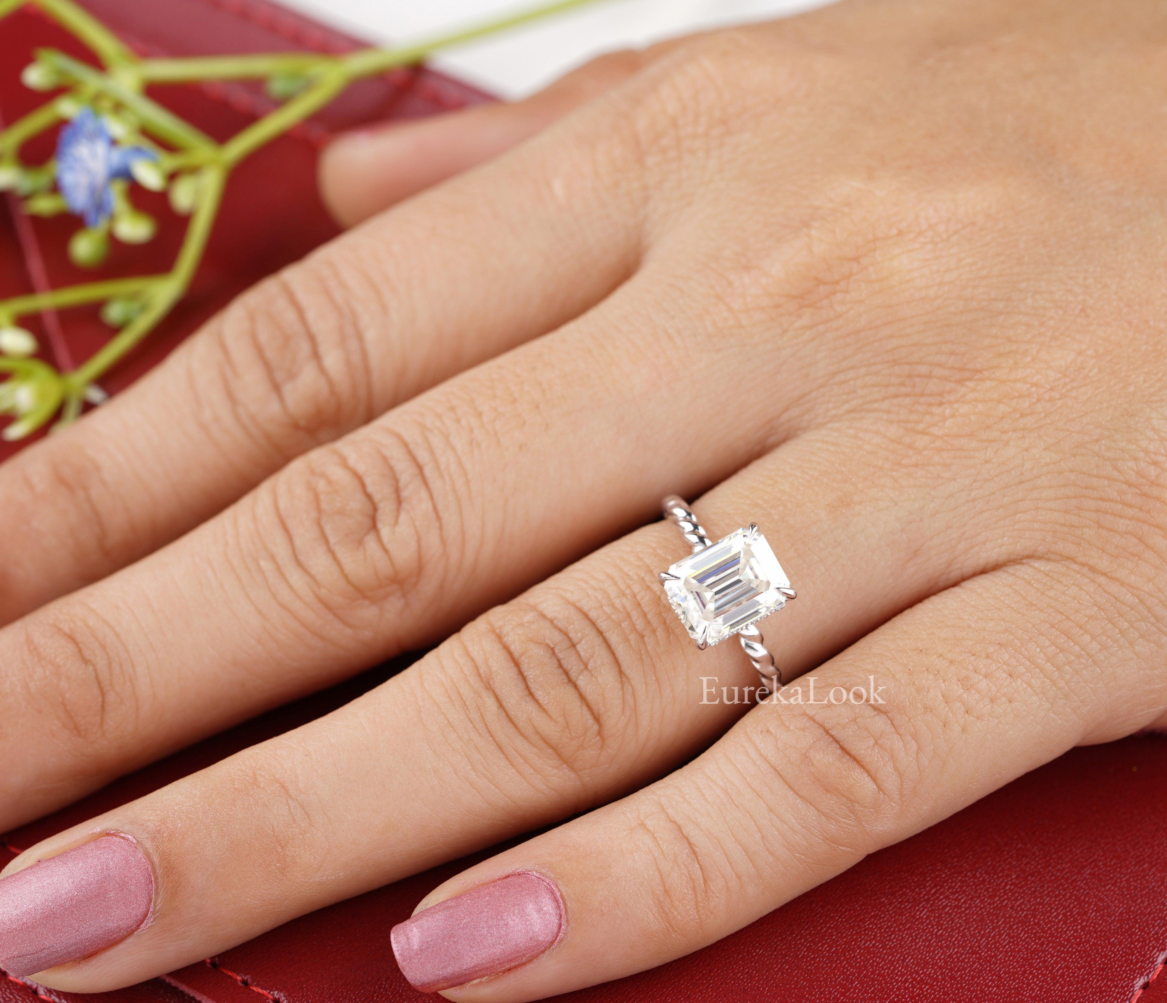 Emerald Cut Moissanite Engagement Ring - Eurekalook
