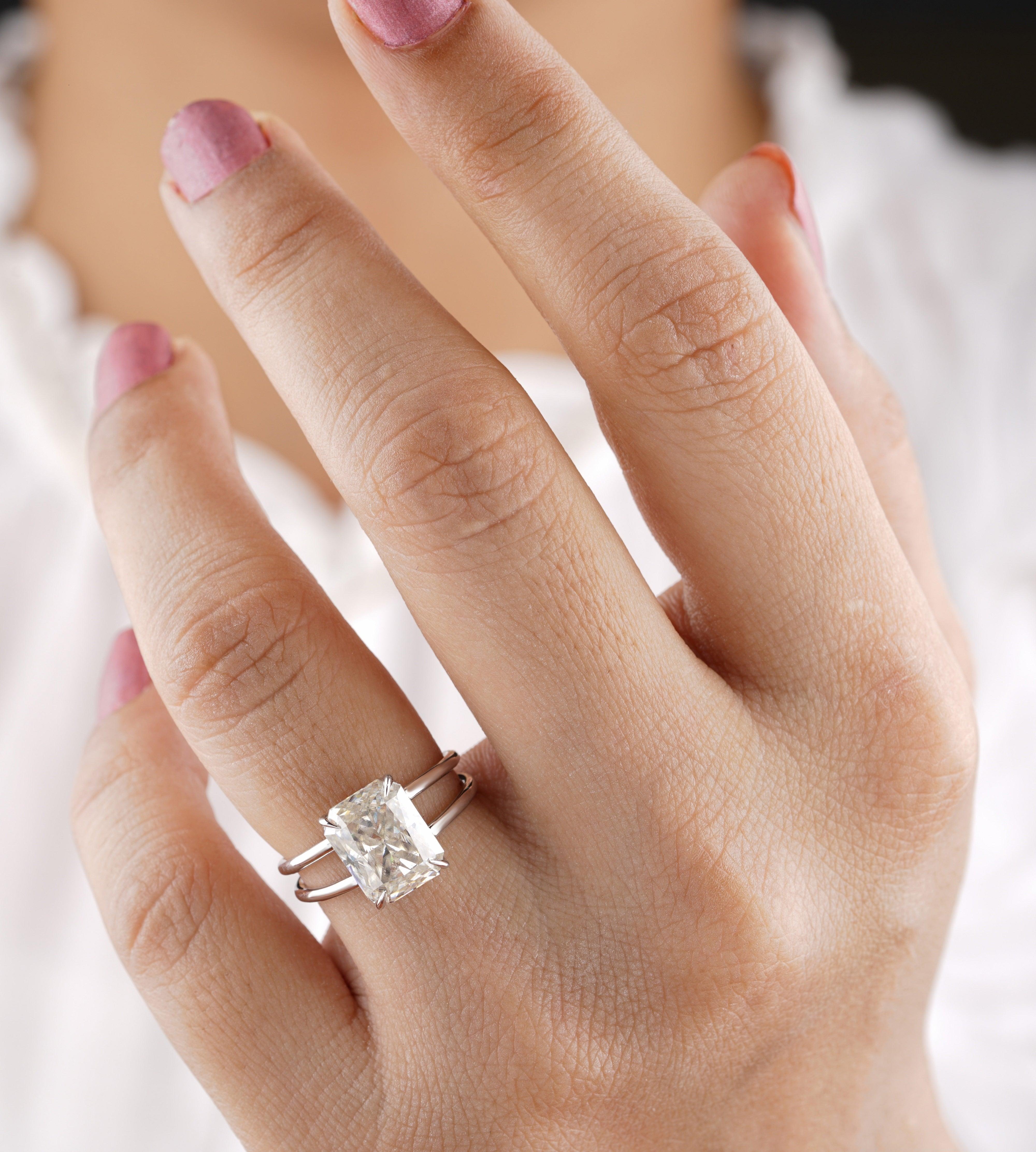 Radiant Cut Moissanite Solitaire Engagement Ring - Eurekalook
