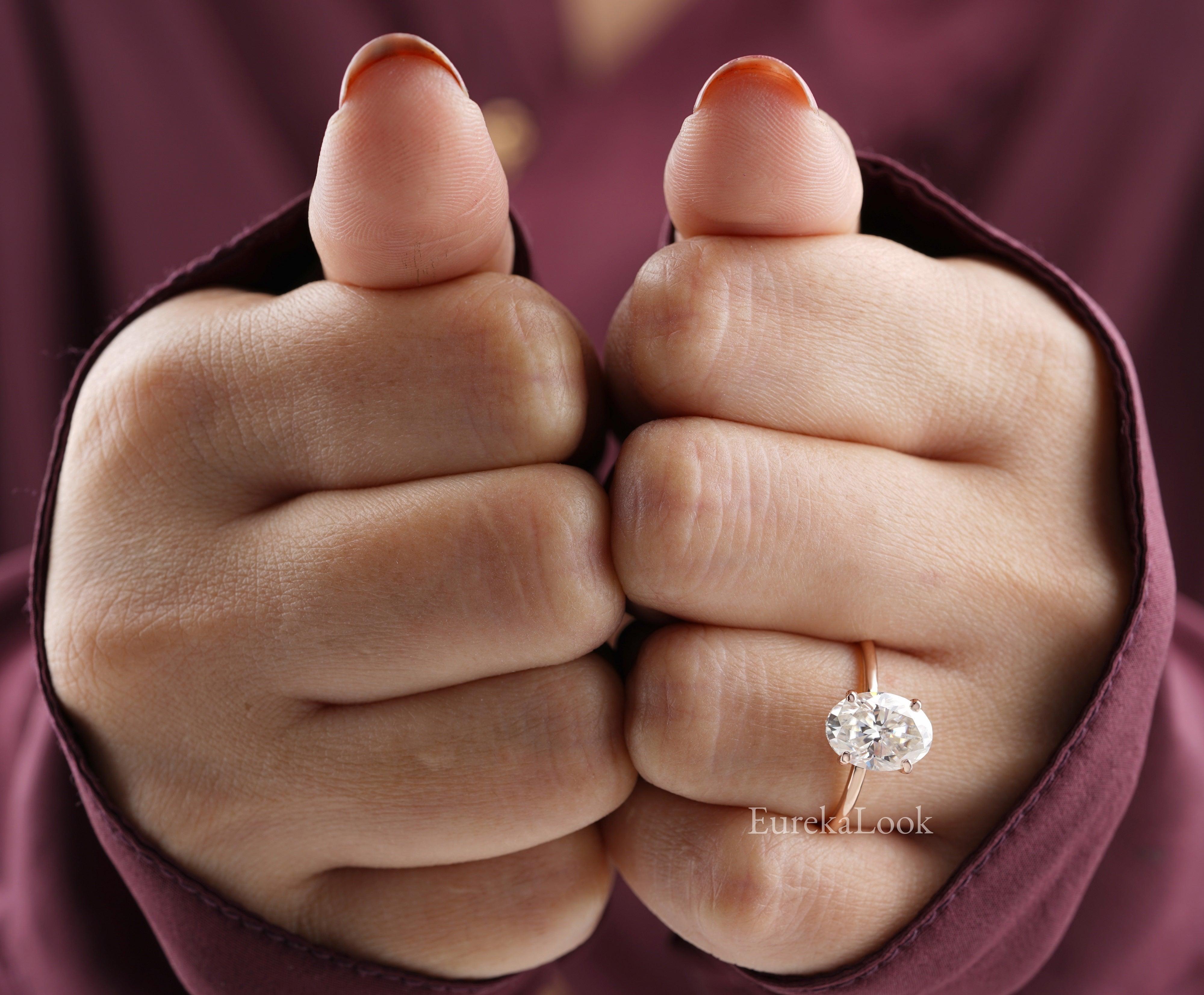 Classic 2.4CT Oval Cut Moissanite Engagement Ring - Eurekalook