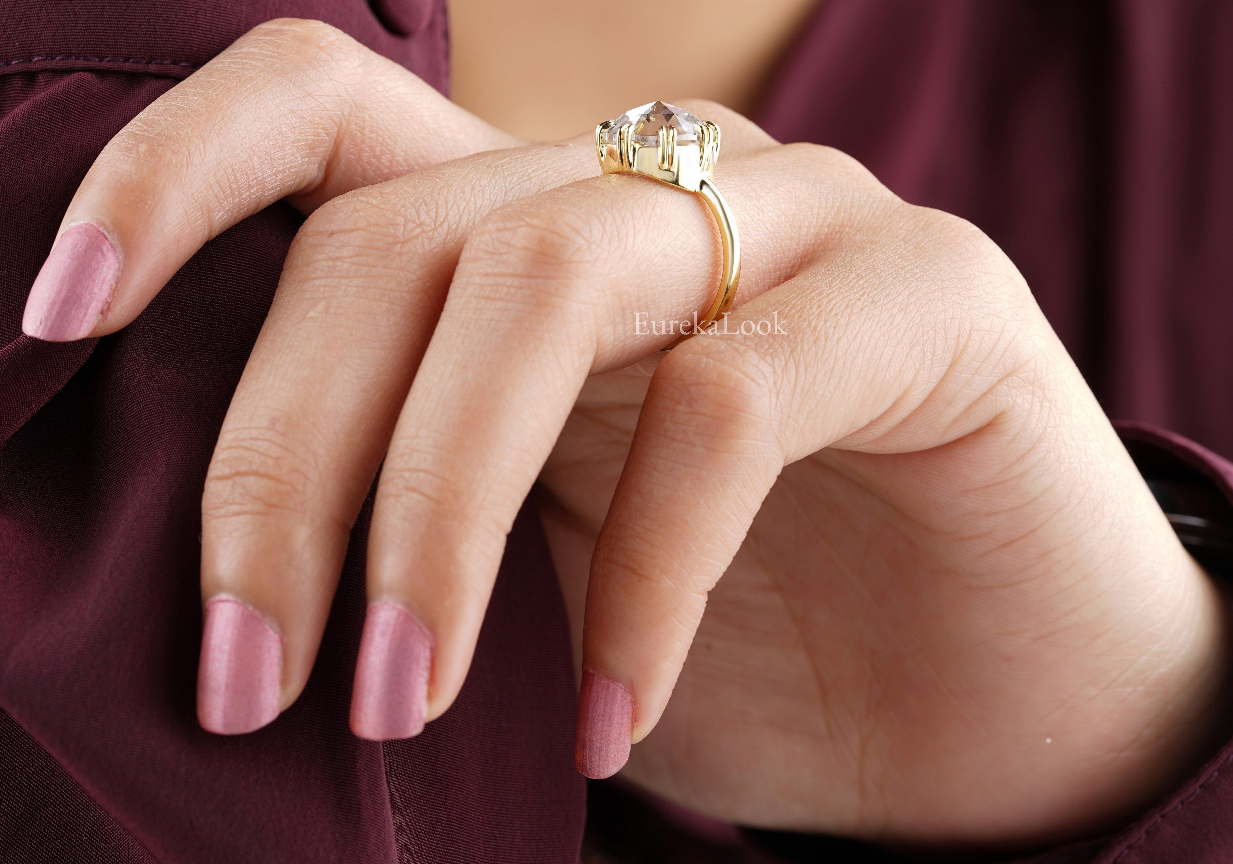 Classic 4.28CT Round Rose Cut Moissanite Engagement Ring - Eurekalook