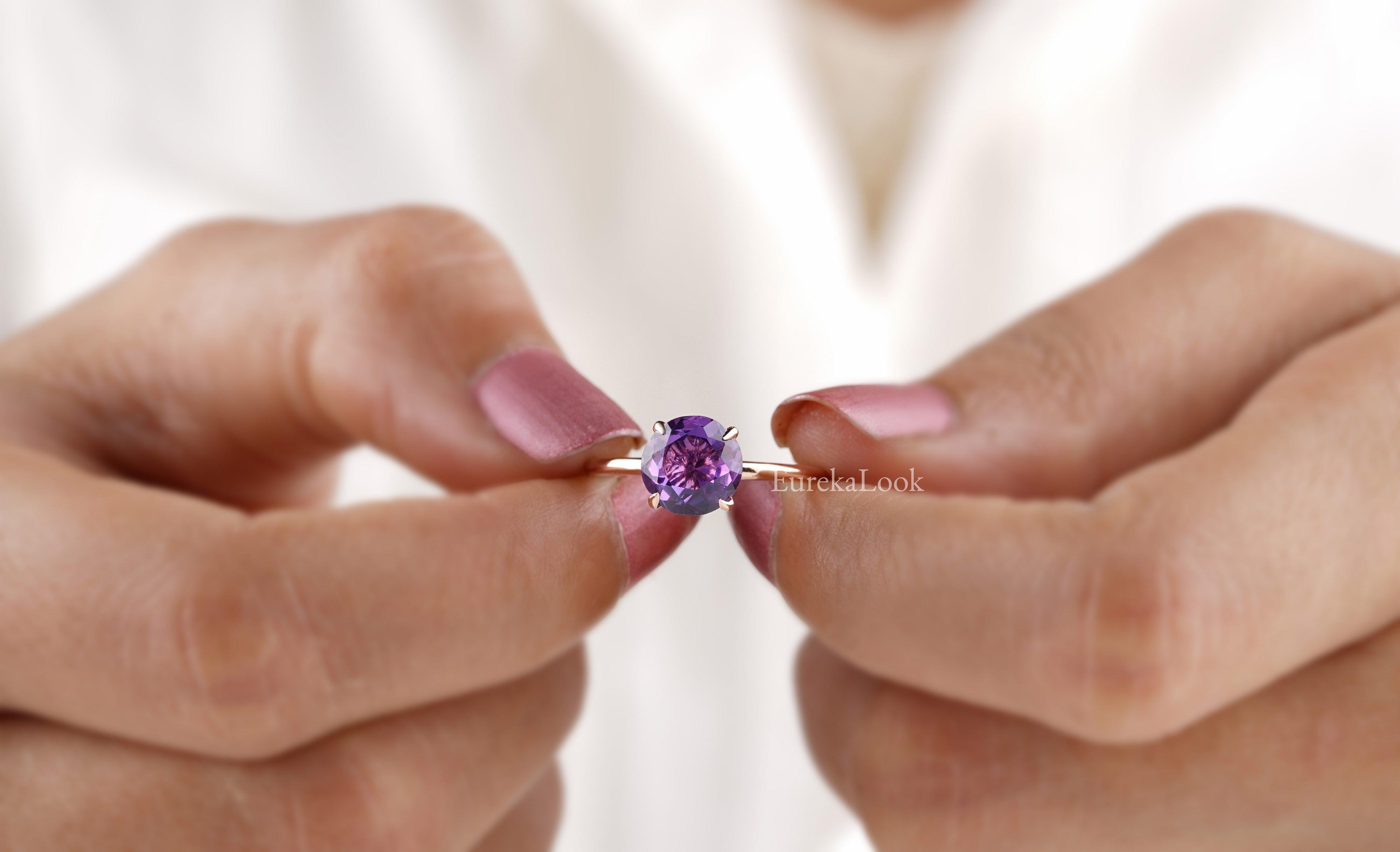 Classic Round Cut Alexandrite Diamond Engagement Ring - Eurekalook