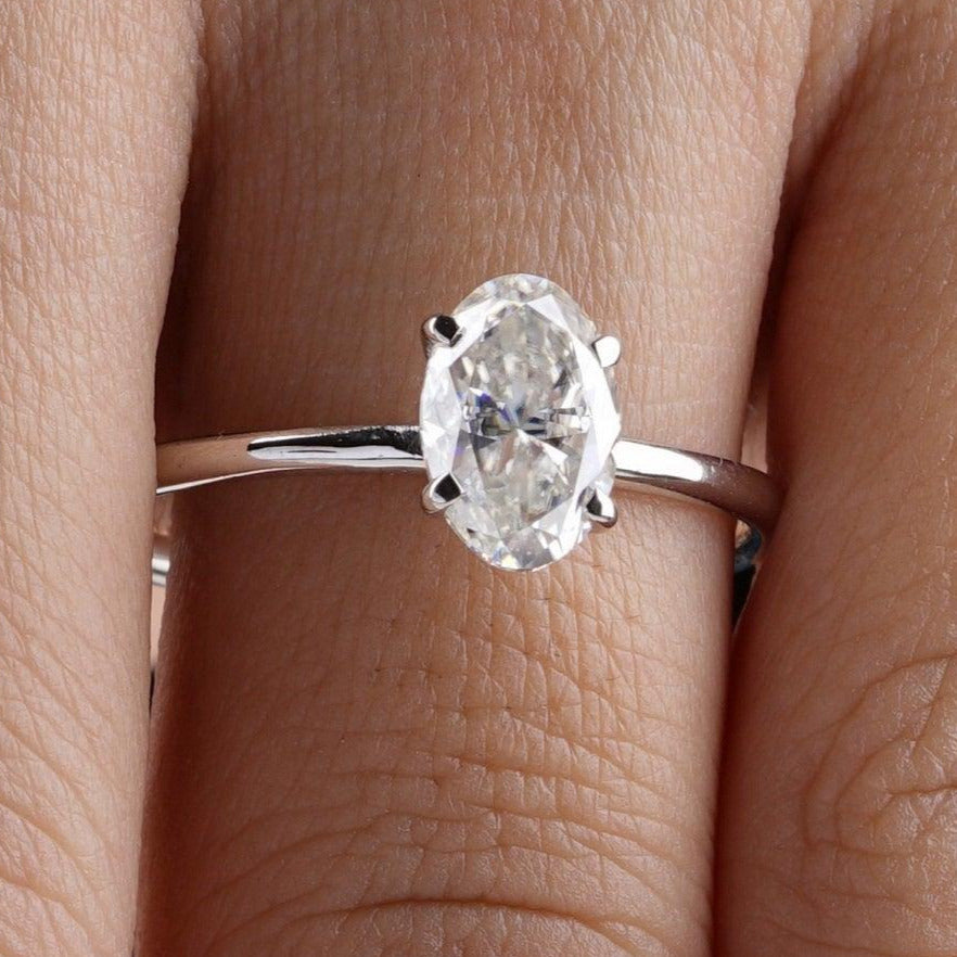 1.70CTW Oval Cut Moissanite Solitaire Wedding Ring - Eurekalook