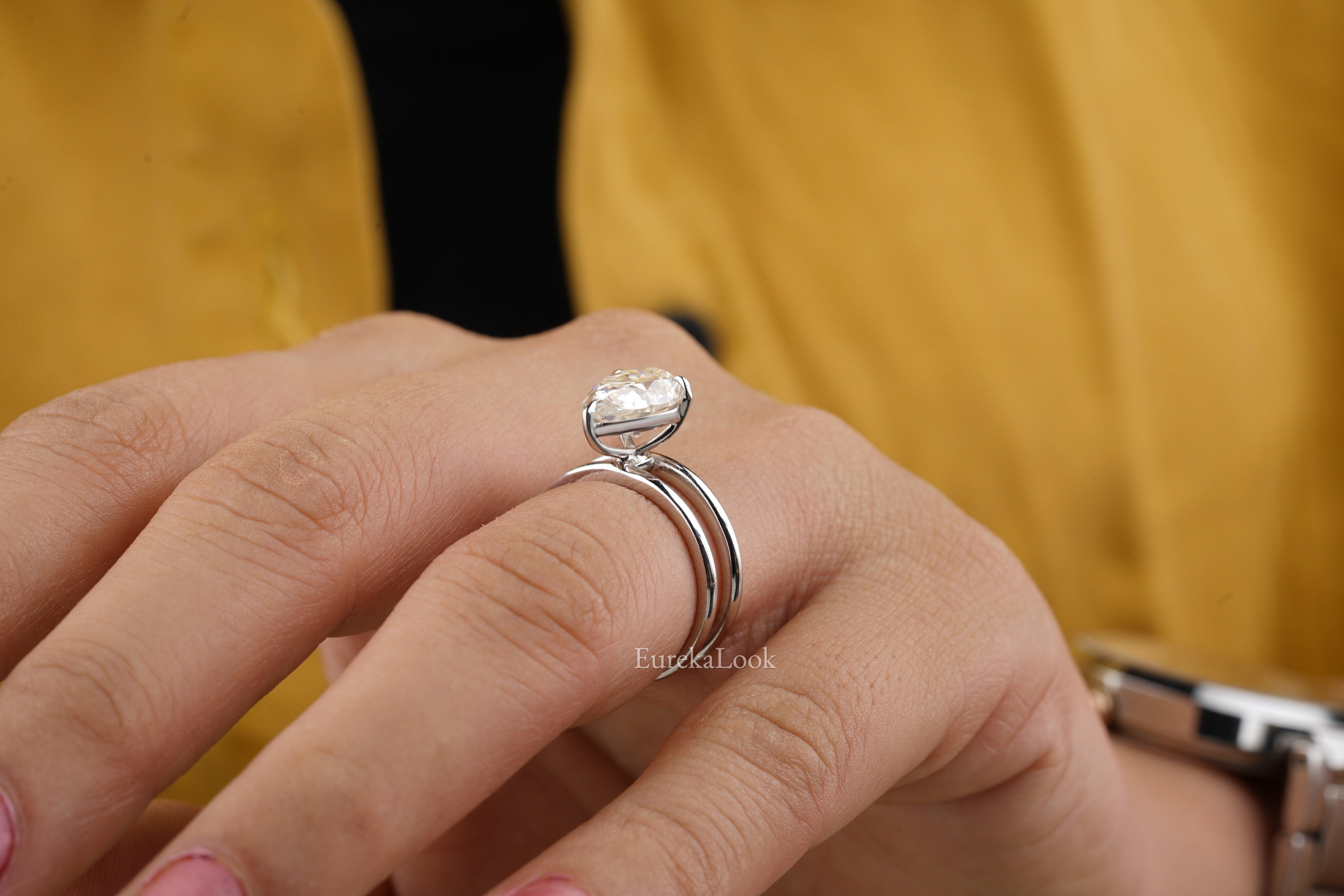 Classic Double Band Pear Cut Moissanite Engagement Ring - Eurekalook