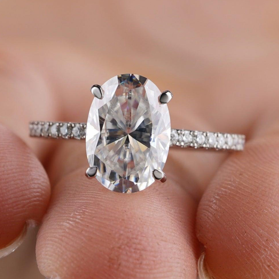 3.36CTW Oval Cut Moissanite Engagement Rings - Eurekalook