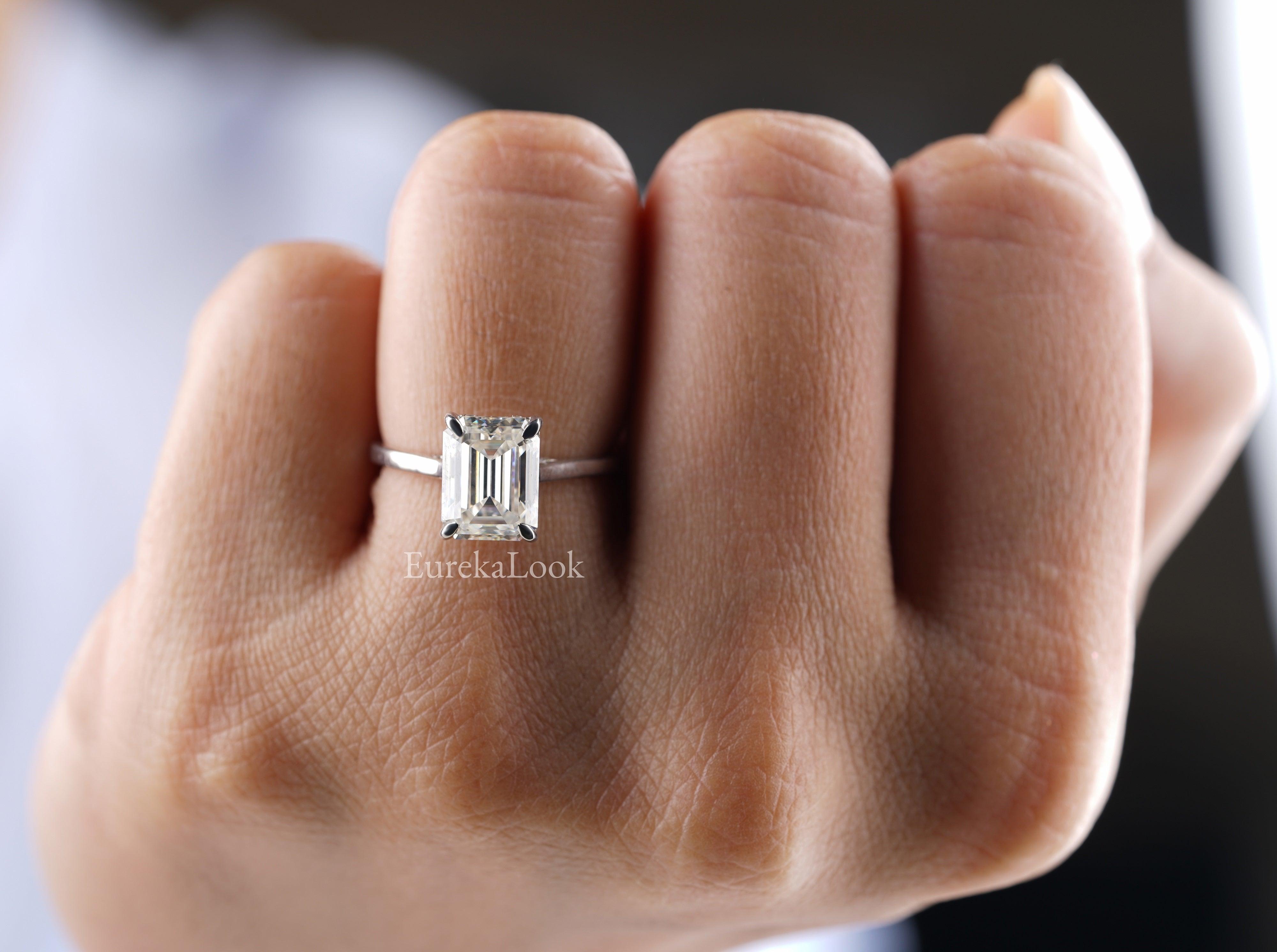 2.68CTW Emerald Cut Moissanite Engagement Ring - Eurekalook