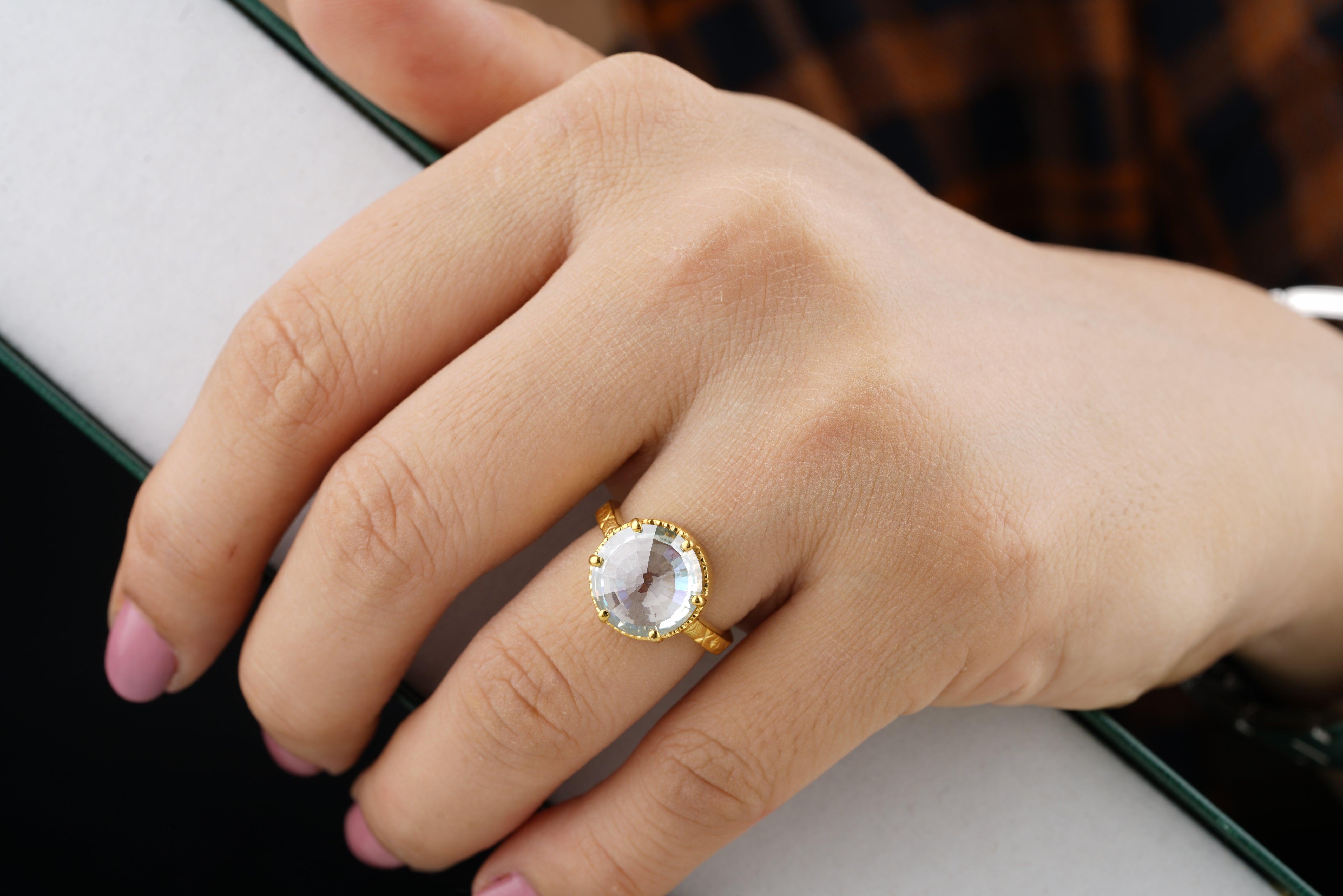 Vintage Round Cut Colorless Moissanite Anniversary Ring - Eurekalook