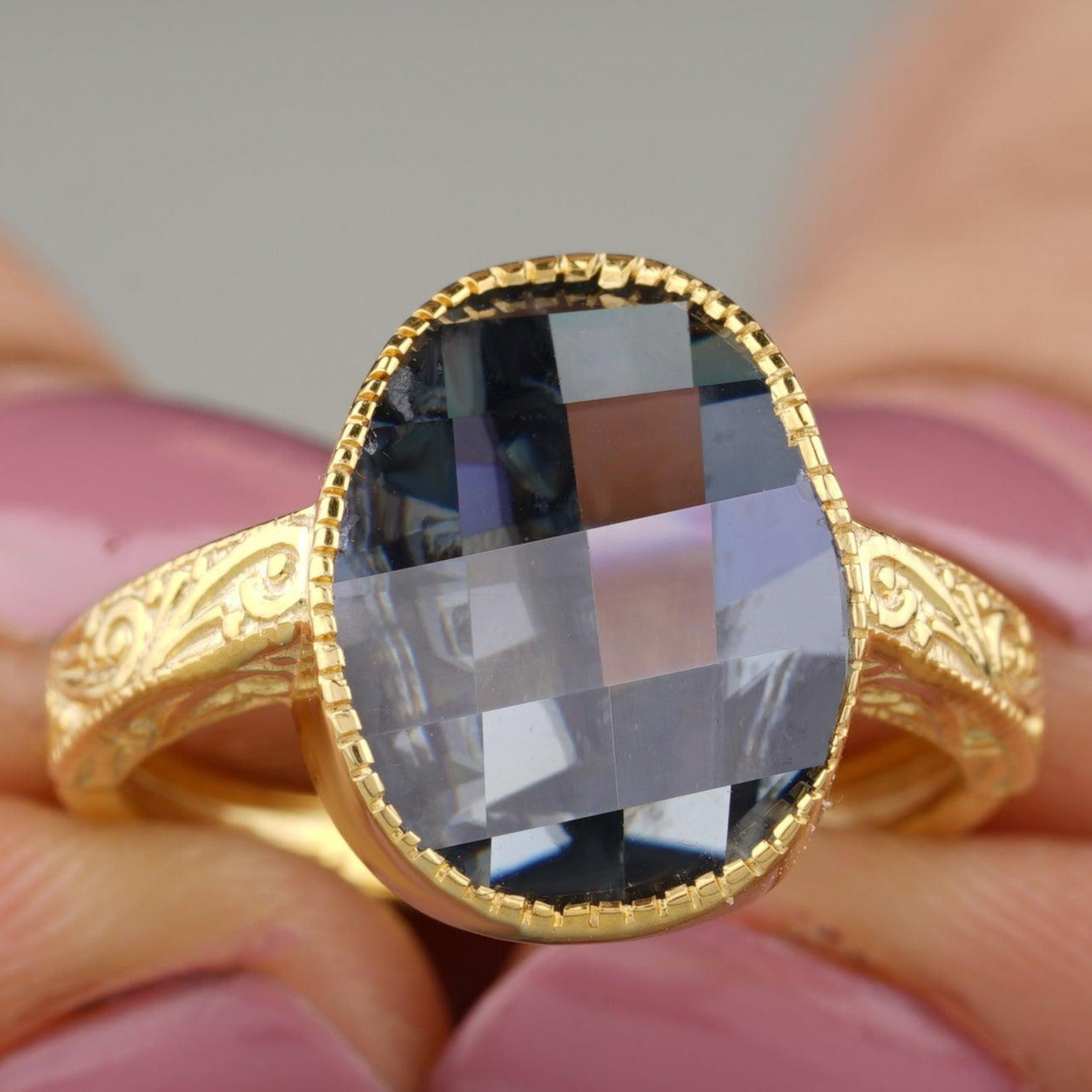Unique Blue Elongated Oval Cut Moissanite Engagement Ring, - Eurekalook