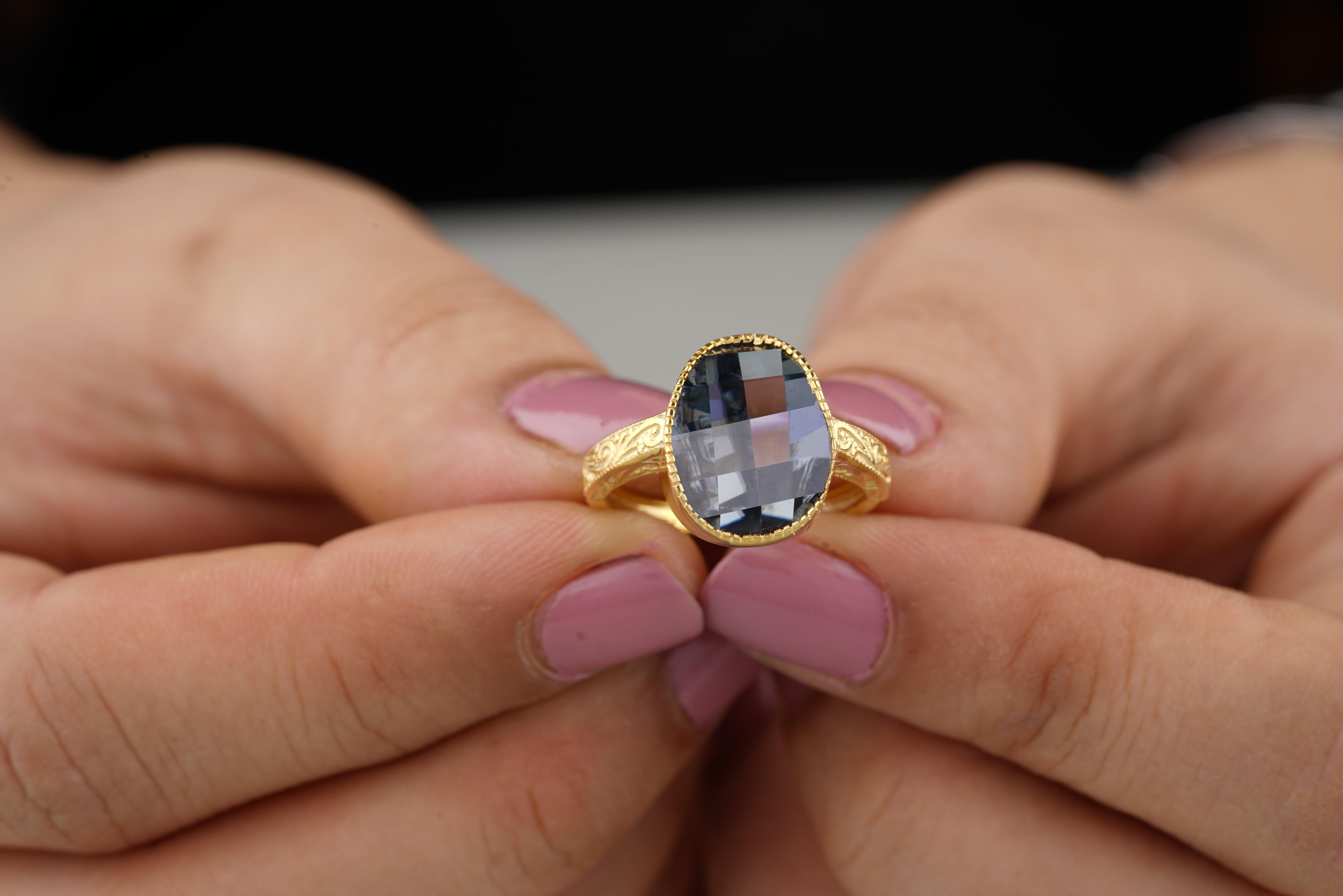 Unique Blue Elongated Oval Cut Moissanite Engagement Ring, - Eurekalook