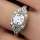 Old European Octagon Cut Cluster Diamond Engagement Ring