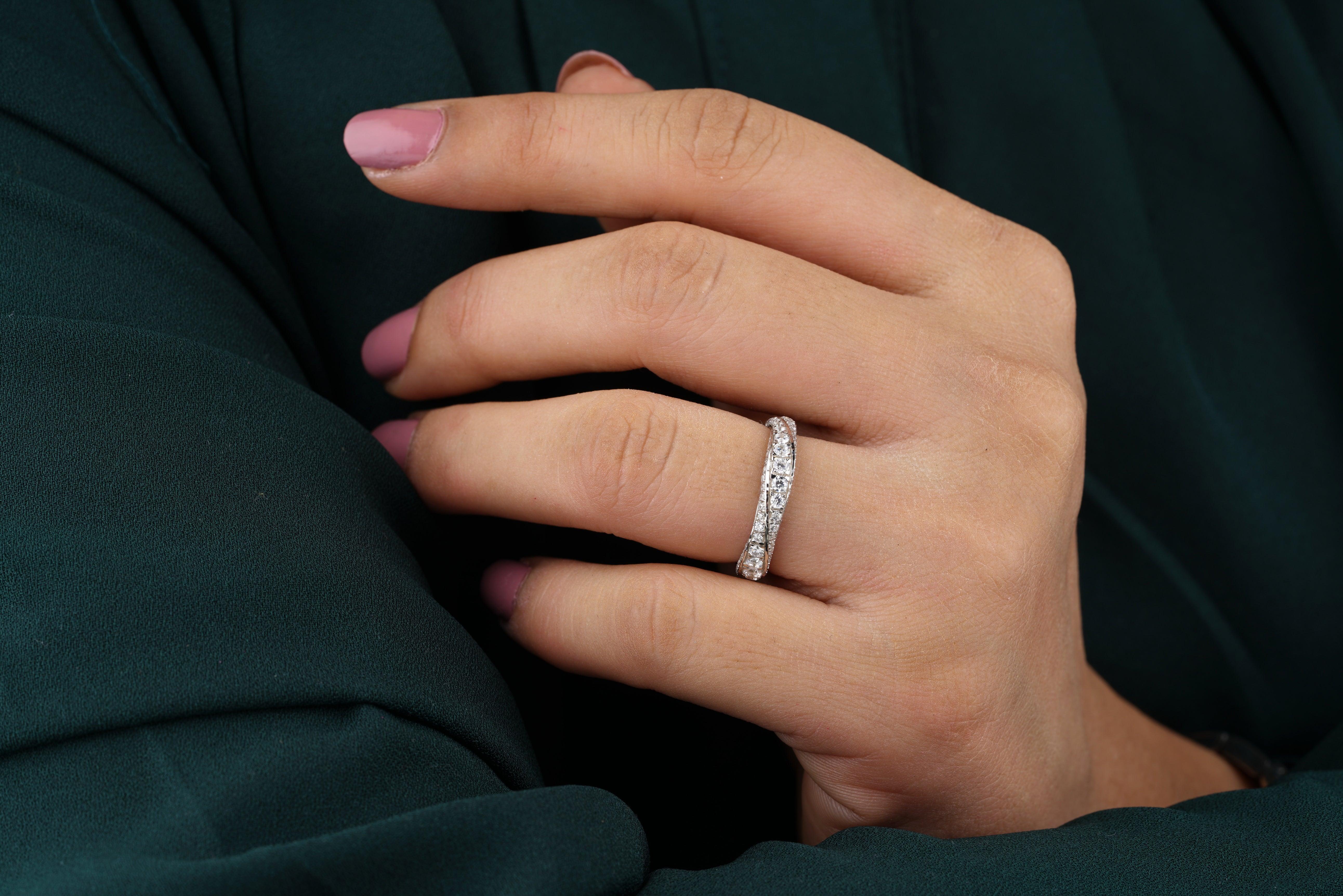 Antique Full Eternity Round Cut Wedding Band For Women - Eurekalook