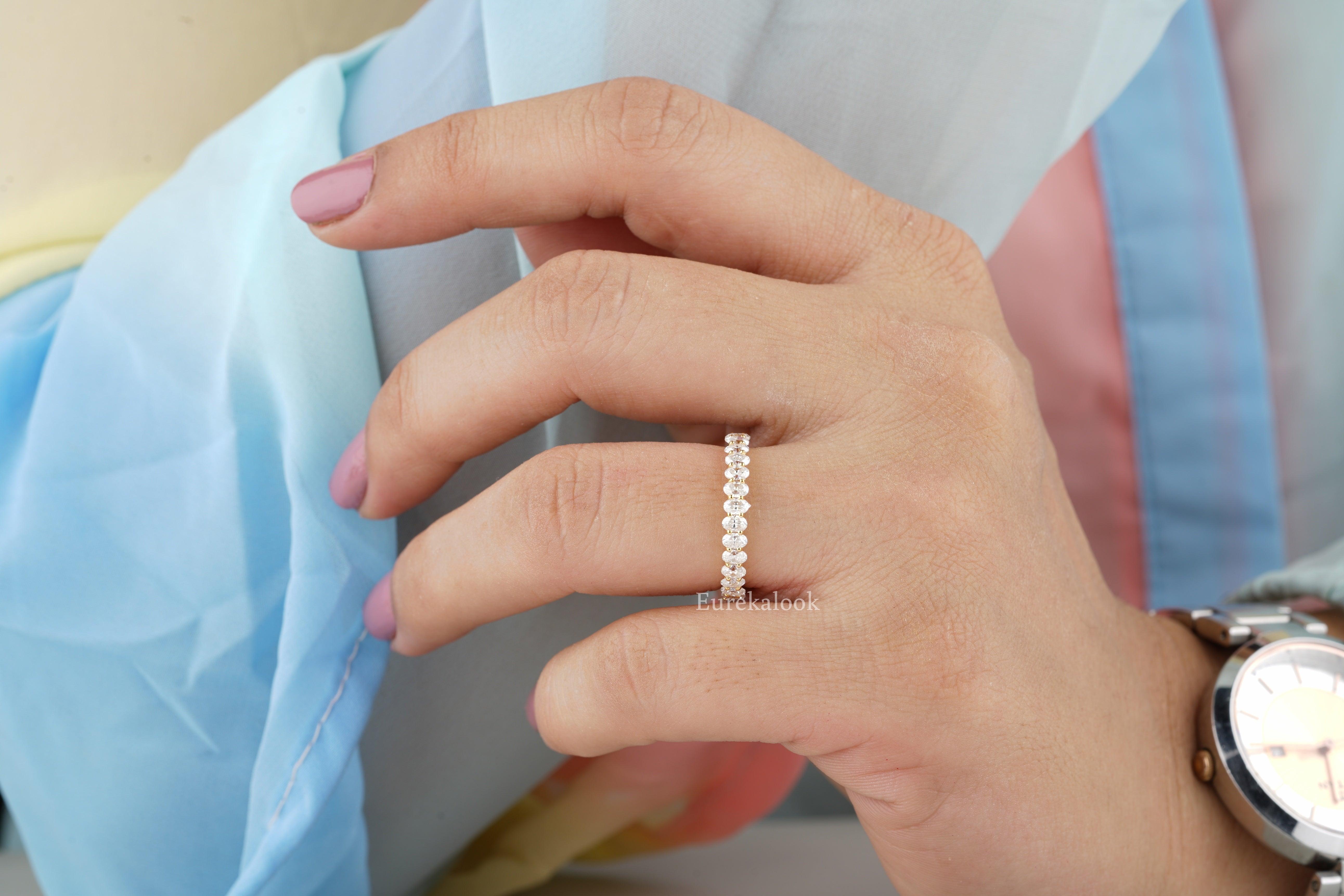 Oval Cut Half Eternity Diamond Wedding Band - Eurekalook