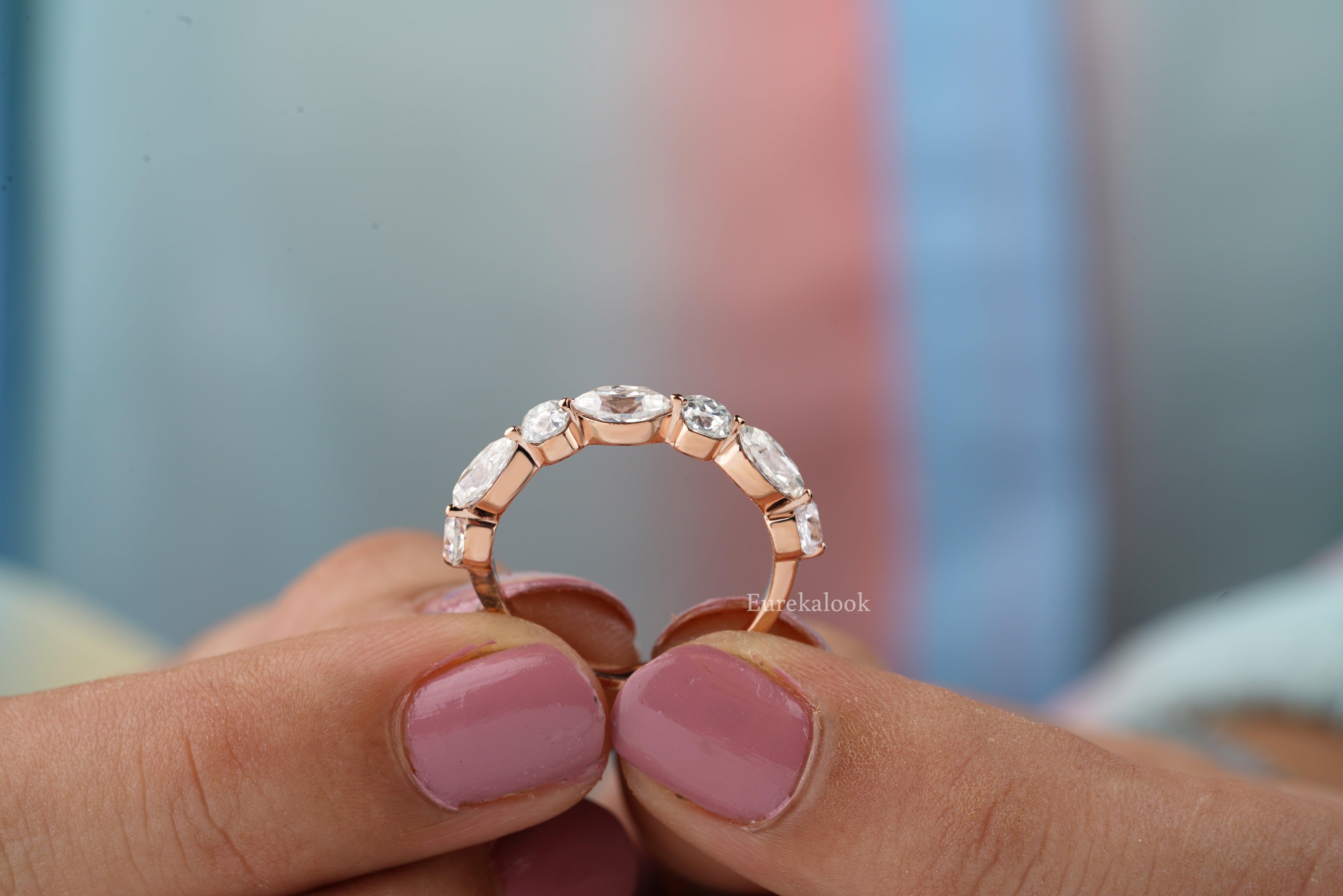 Cushion and Marquise Cut Diamond Wedding Band - Eurekalook