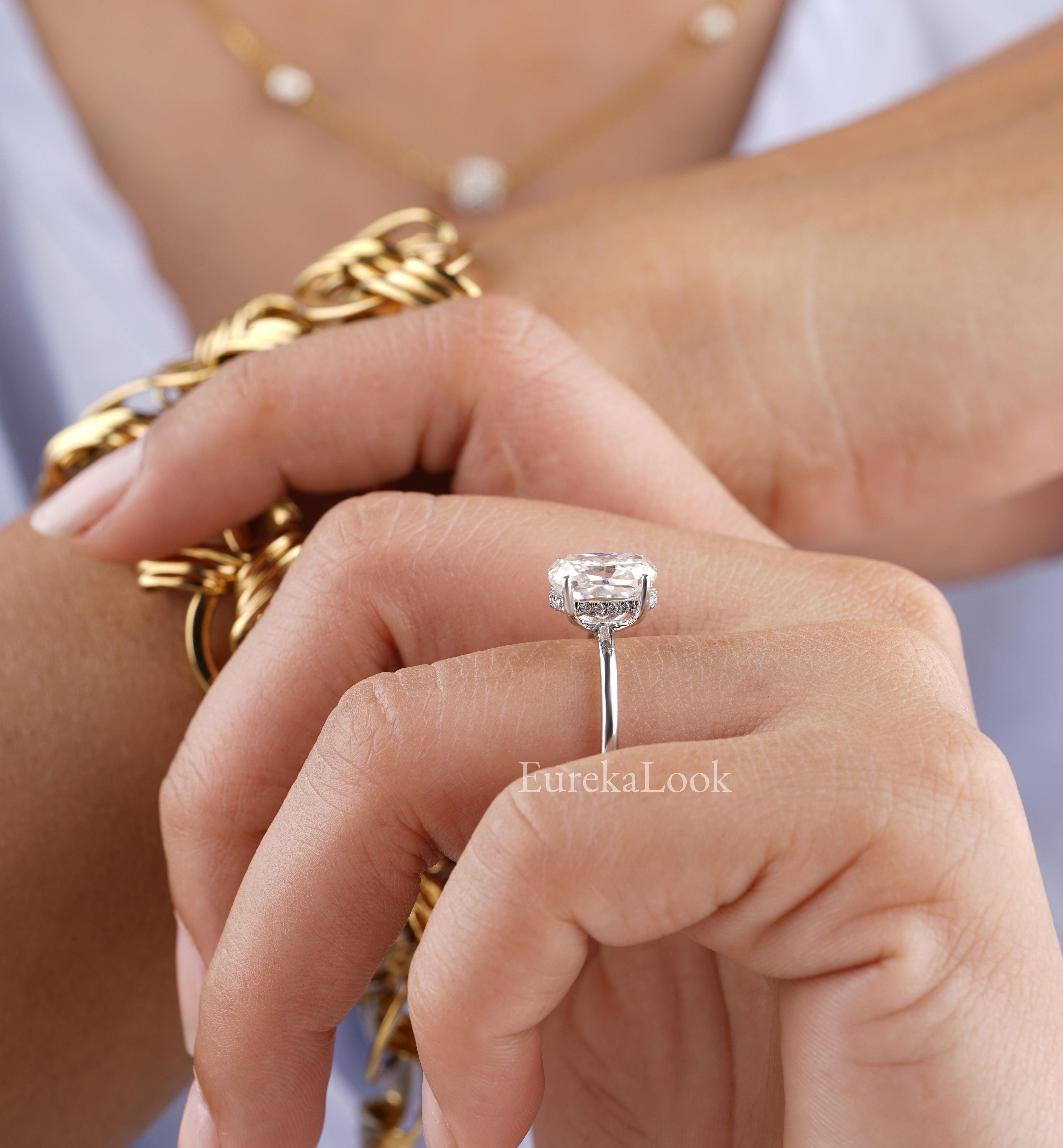 Halo Engagement Elongated Radiant Cut With Hidden Halo