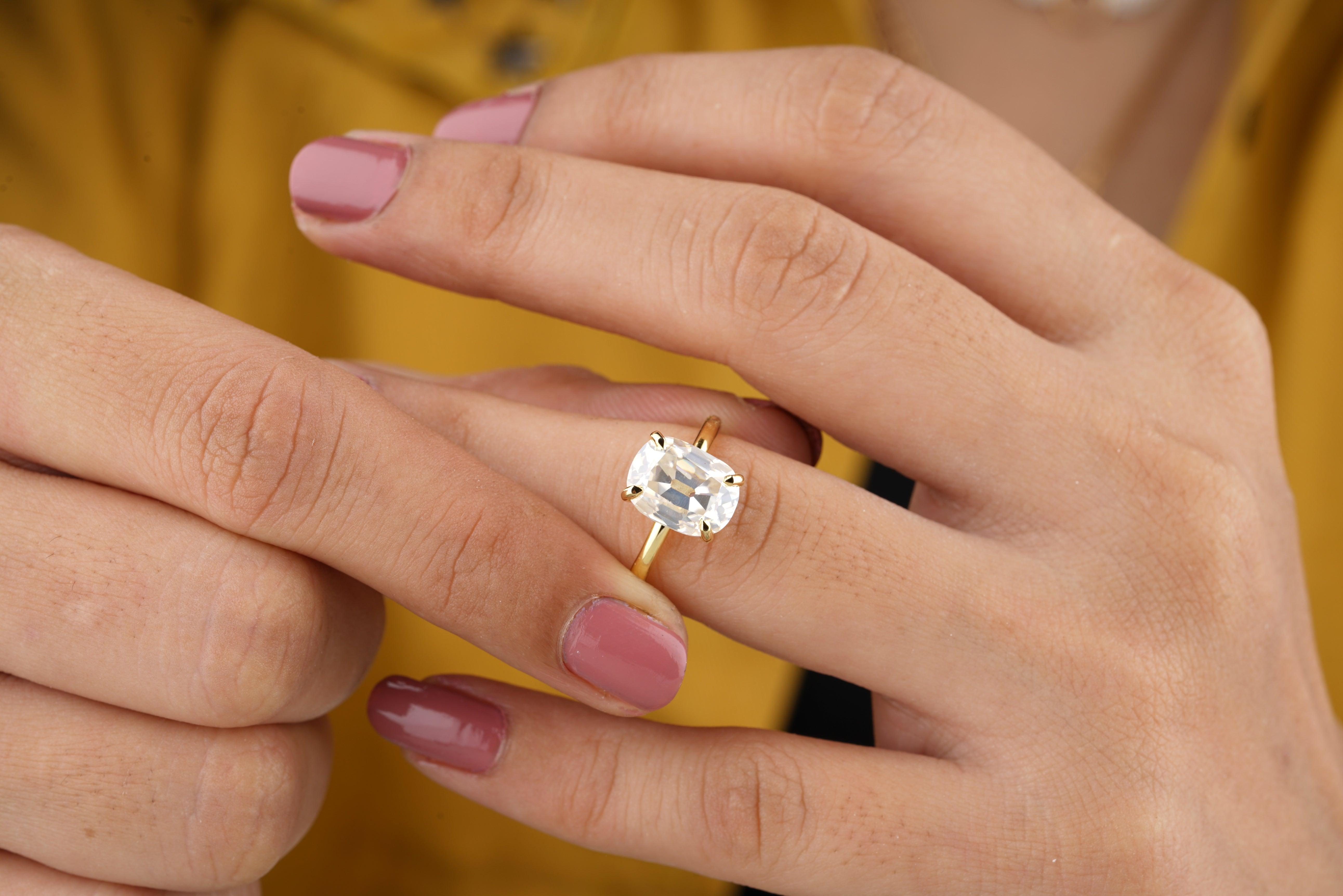 Elongated Old Mine Cushion Cut Moissanite Bridal Ring – Eurekalook