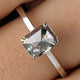 2.02 CT Emerald Cut Hidden Halo Salt and Pepper Moissanite Solitaire Ring