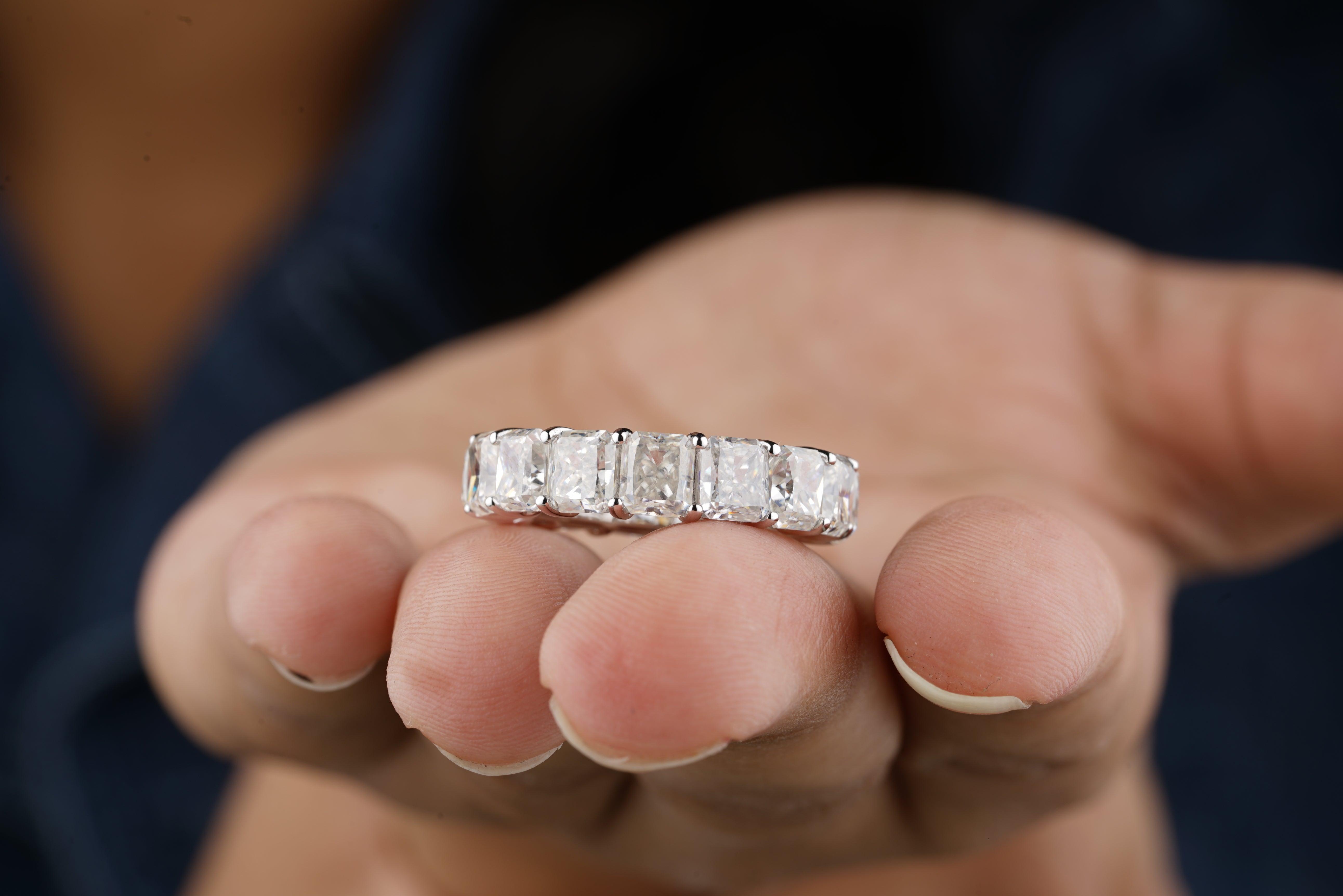 Full Eternity Radiant Cut Moissanite Wedding Band - Eurekalook