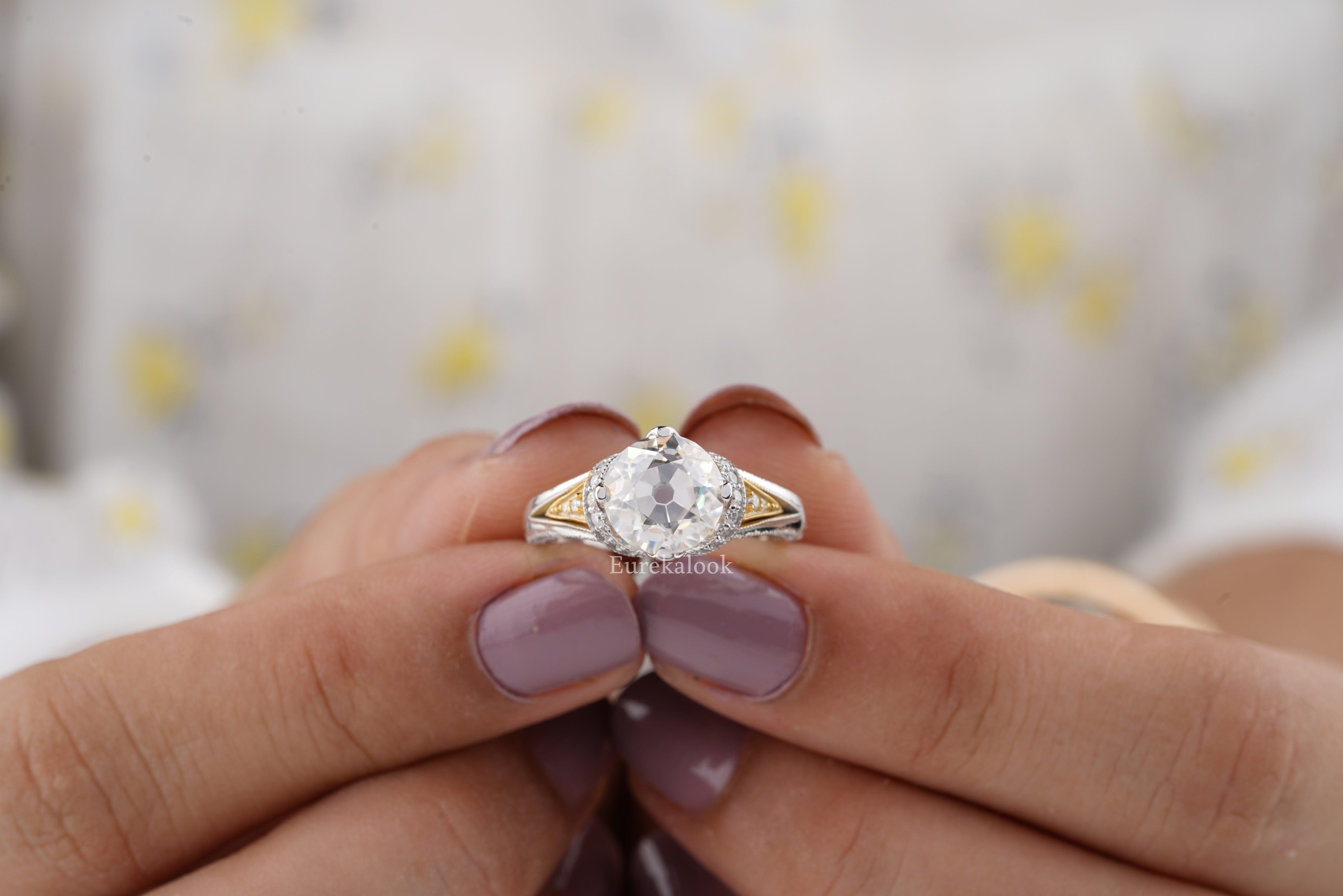 Vintage Style Old European Cut Moissanite Engagement Ring - Eurekalook