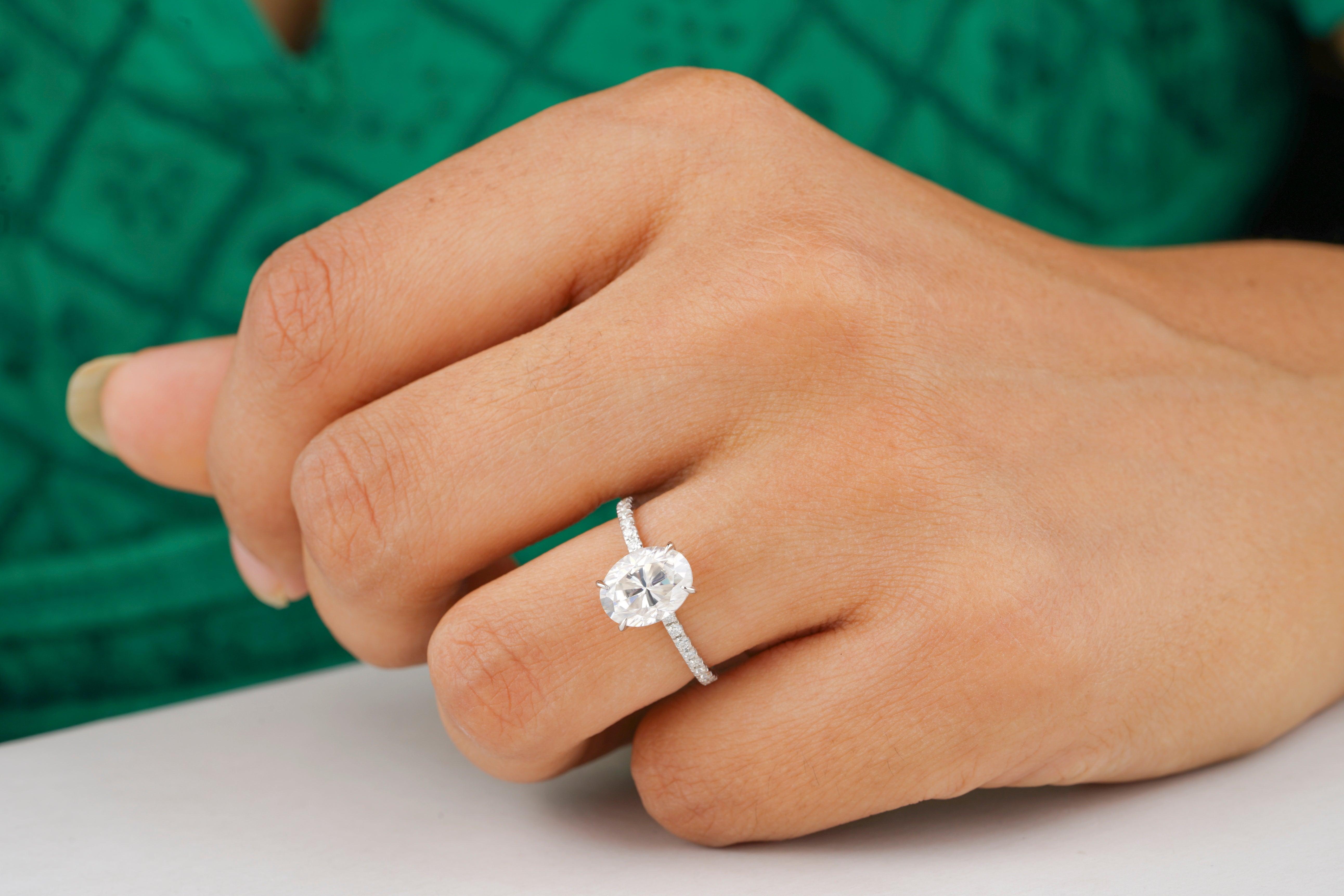 2ct Oval Diamond On Hand Unique 2CT Oval Cut Moissanite Engagement