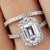 2.75 CT Emerald Cut Halo Ring Half Eternity Bridal Ring Set - Eurekalook